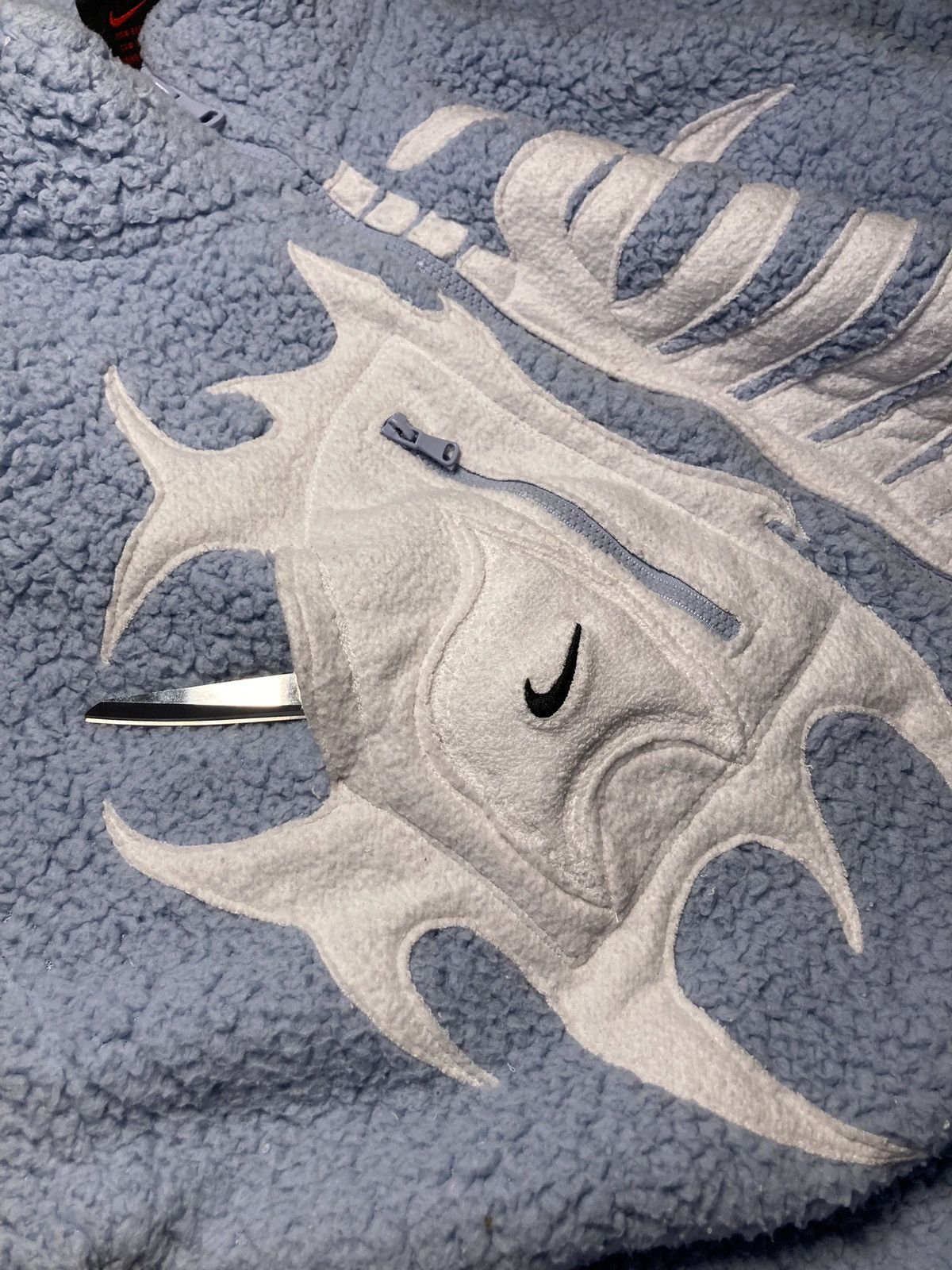 Nike × Vintage ⛩️Nike fleece jacket custom fullzip skeleton vintage y2k 1of1 Size US L / EU 52-54 / 3 - 8 Thumbnail