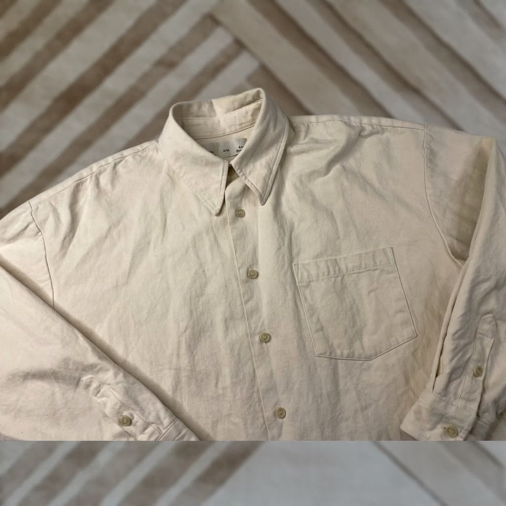 Vintage California Arts and Recreation Shirt Jacket Mens Medium Cotton Button-Down Ivory Chore Art 90s Concert? Size US M / EU 48-50 / 2 - 1 Thumbnail
