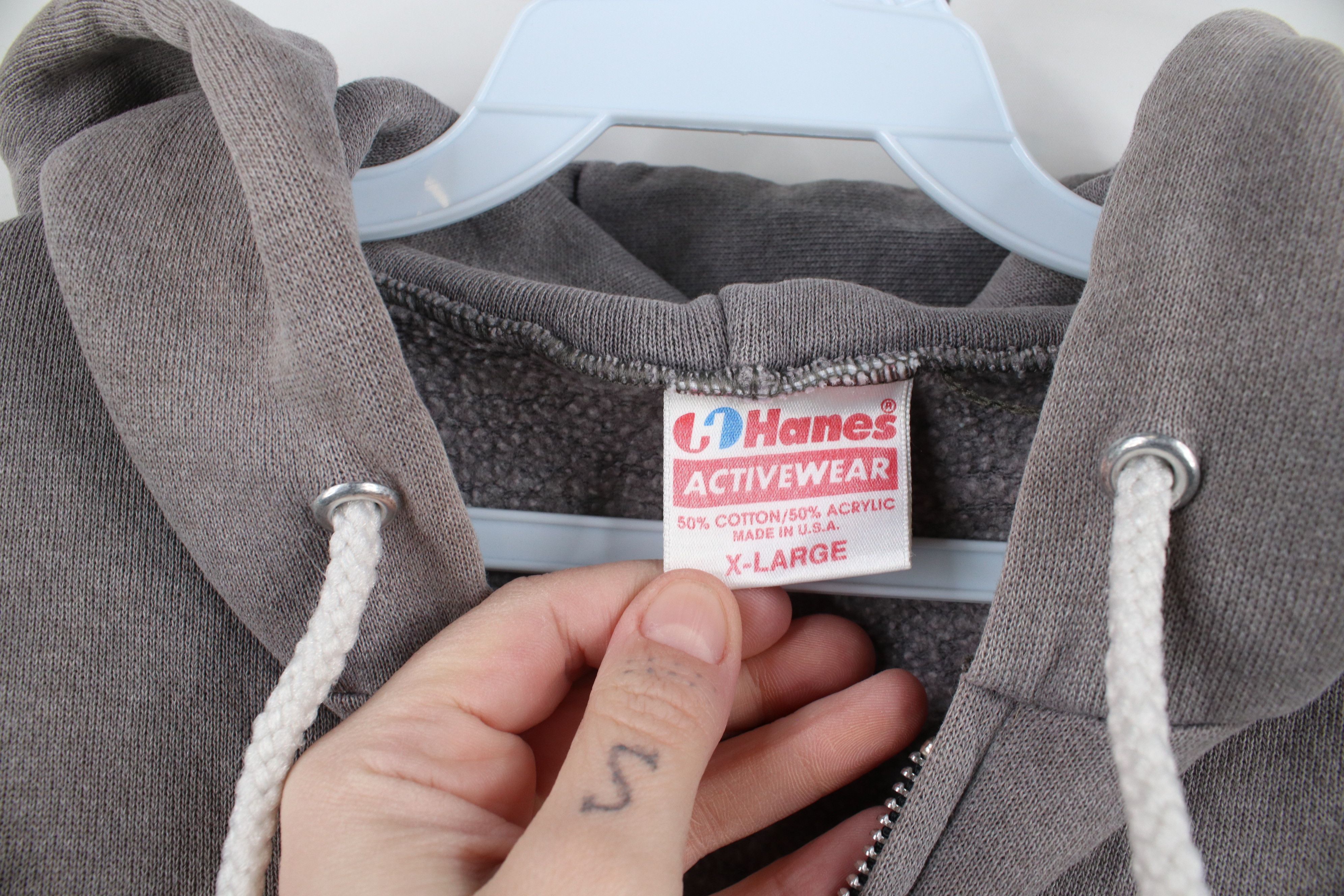 Vintage Vintage 80s 90s Streetwear Faded Full Zip Hoodie Gray USA Size US XL / EU 56 / 4 - 9 Thumbnail