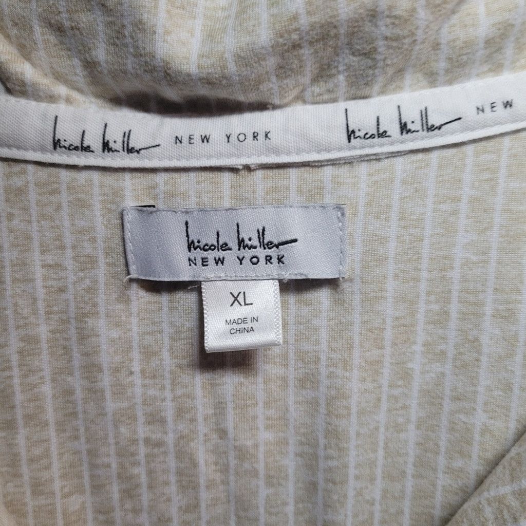 Nicole Miller Nicole Miller, tan /white stripes, pajama top,nwot, XL Size XL / US 12-14 / IT 48-50 - 2 Thumbnail