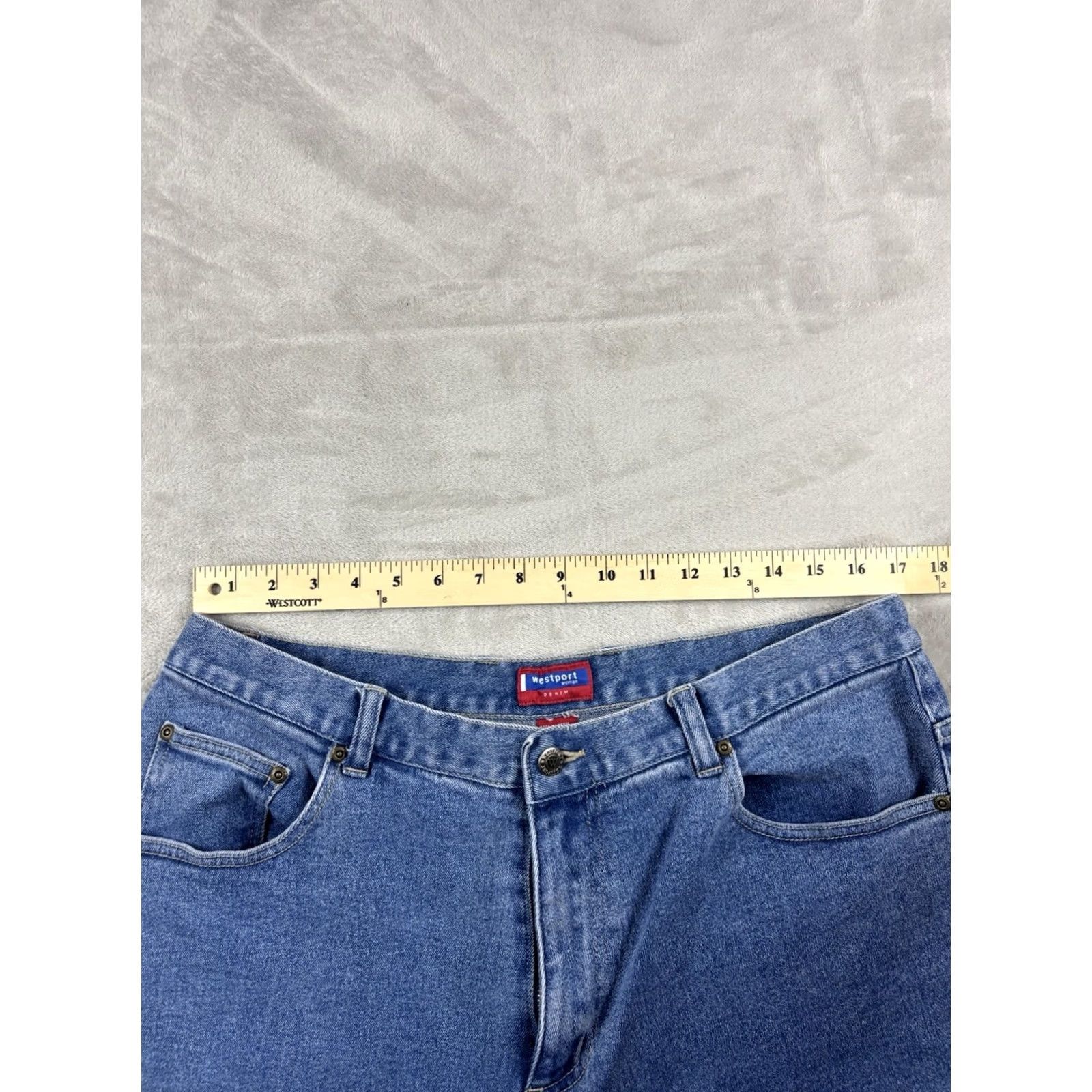 Denime VTG Westport Denim Women's Classic Fit Straight Leg Jeans Medium Wash Size 18 Blue 28in Inseam Regular 18 Jeans Mens Womens Boys Girls Size ONE SIZE - 5 Thumbnail