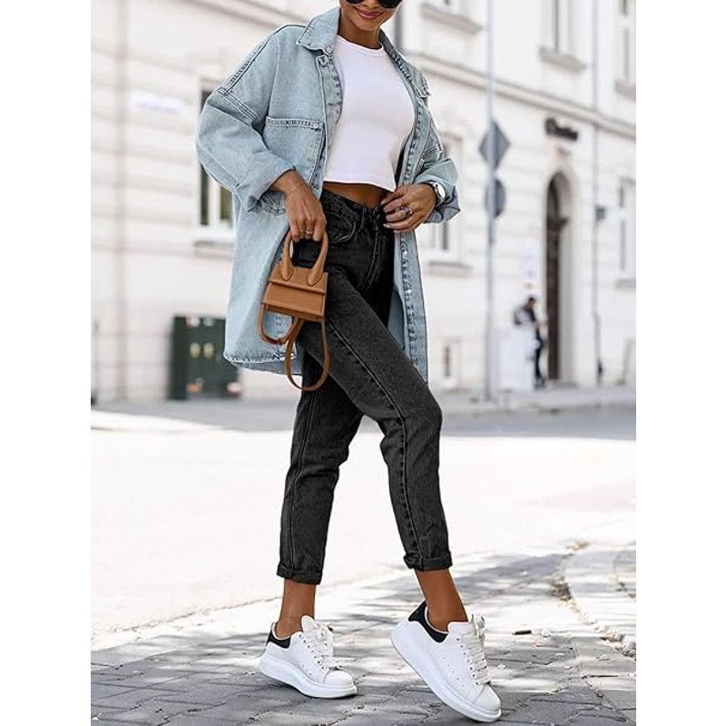 Other Women's Oversized Denim Jackets Casual Button Down Long Size XL / US 12-14 / IT 48-50 - 4 Thumbnail