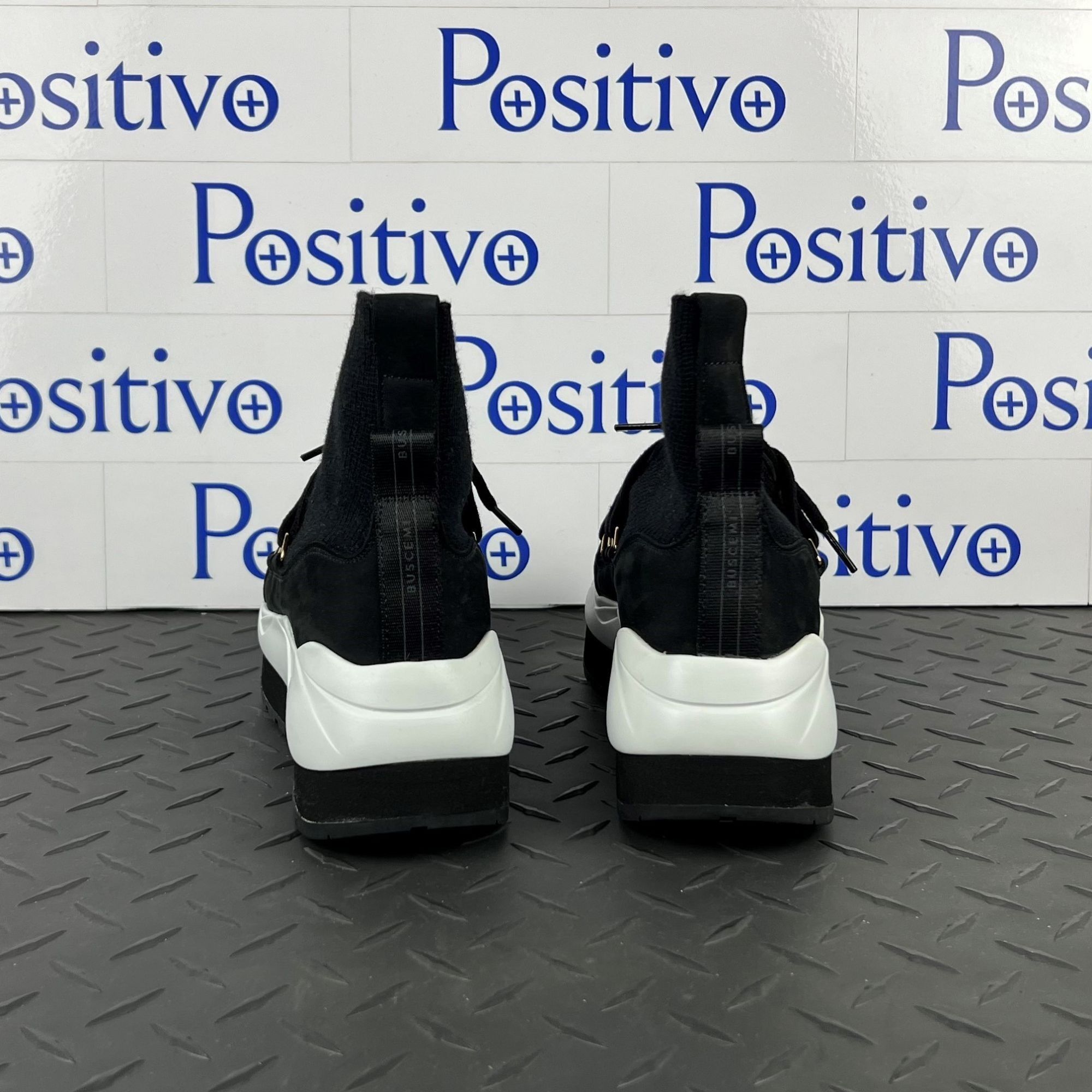 Buscemi Buscemi Run1 Sock Wedge Black Leather Sneakers US 7 Sample Size US 7 / IT 37 - 6 Thumbnail