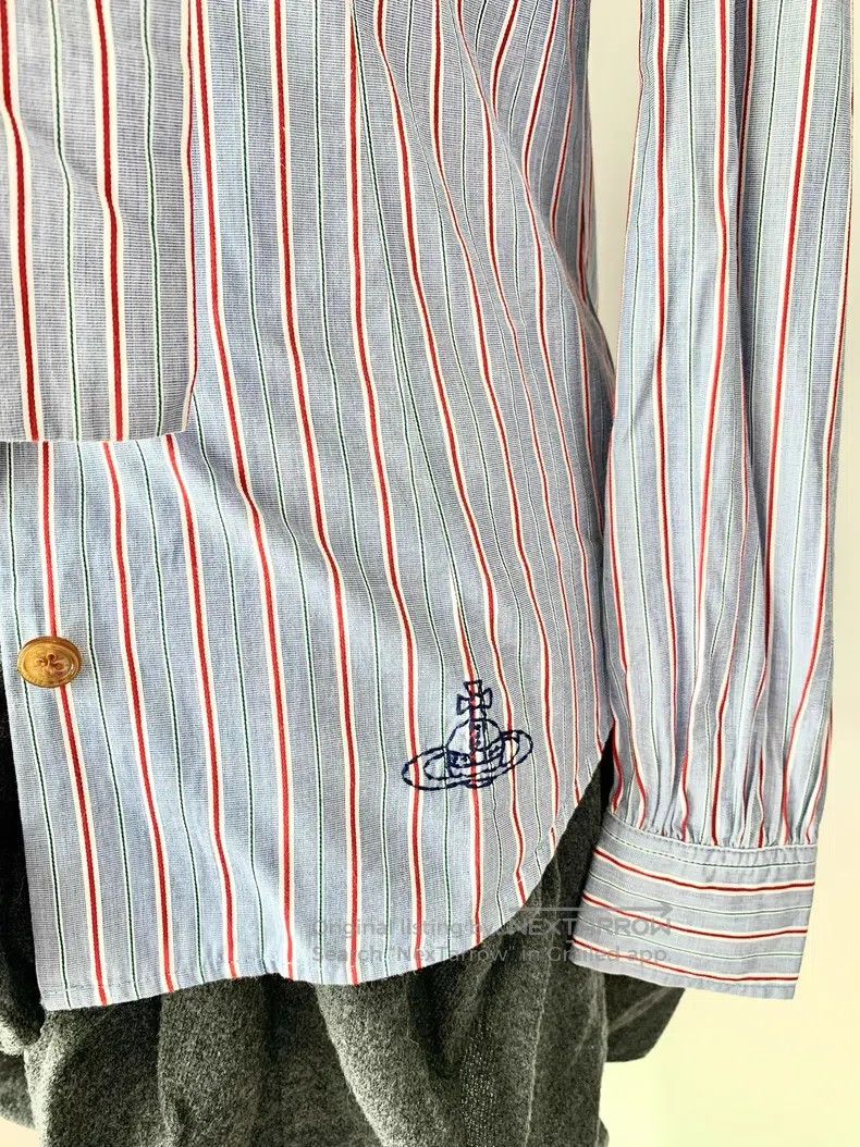 Vivienne Westwood Vivienne Westwood Blue Striped Shirt with Asymmetrical Cut Size M / US 6-8 / IT 42-44 - 4 Thumbnail