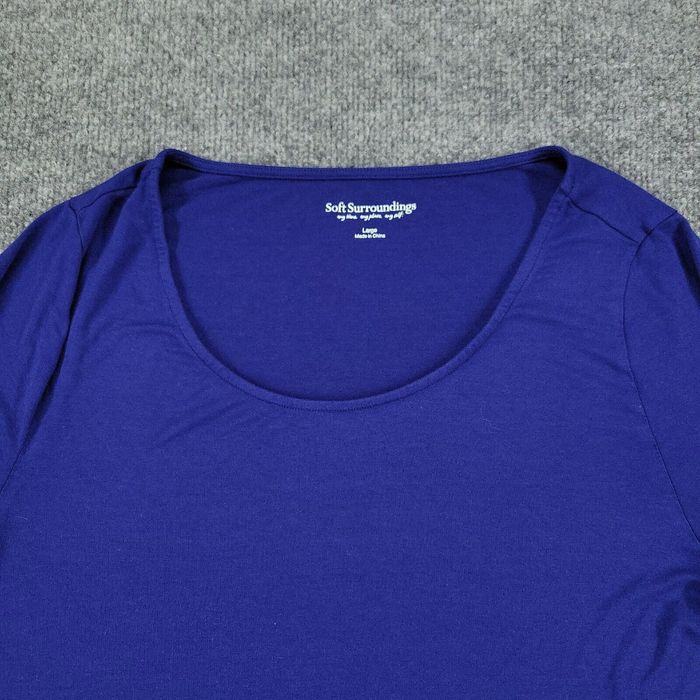 Soft Surroundings Womens Top Shirt SZ XL Solid Navy Blue Long