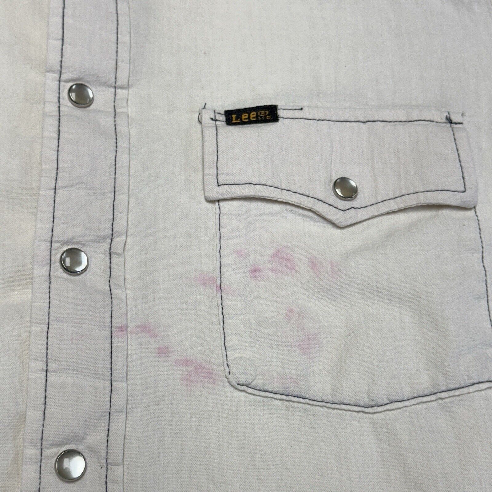 Lee × Vintage Vintage 70s Lee Button Snap Shirt Mens Large White Long Slee Size US L / EU 52-54 / 3 - 5 Thumbnail