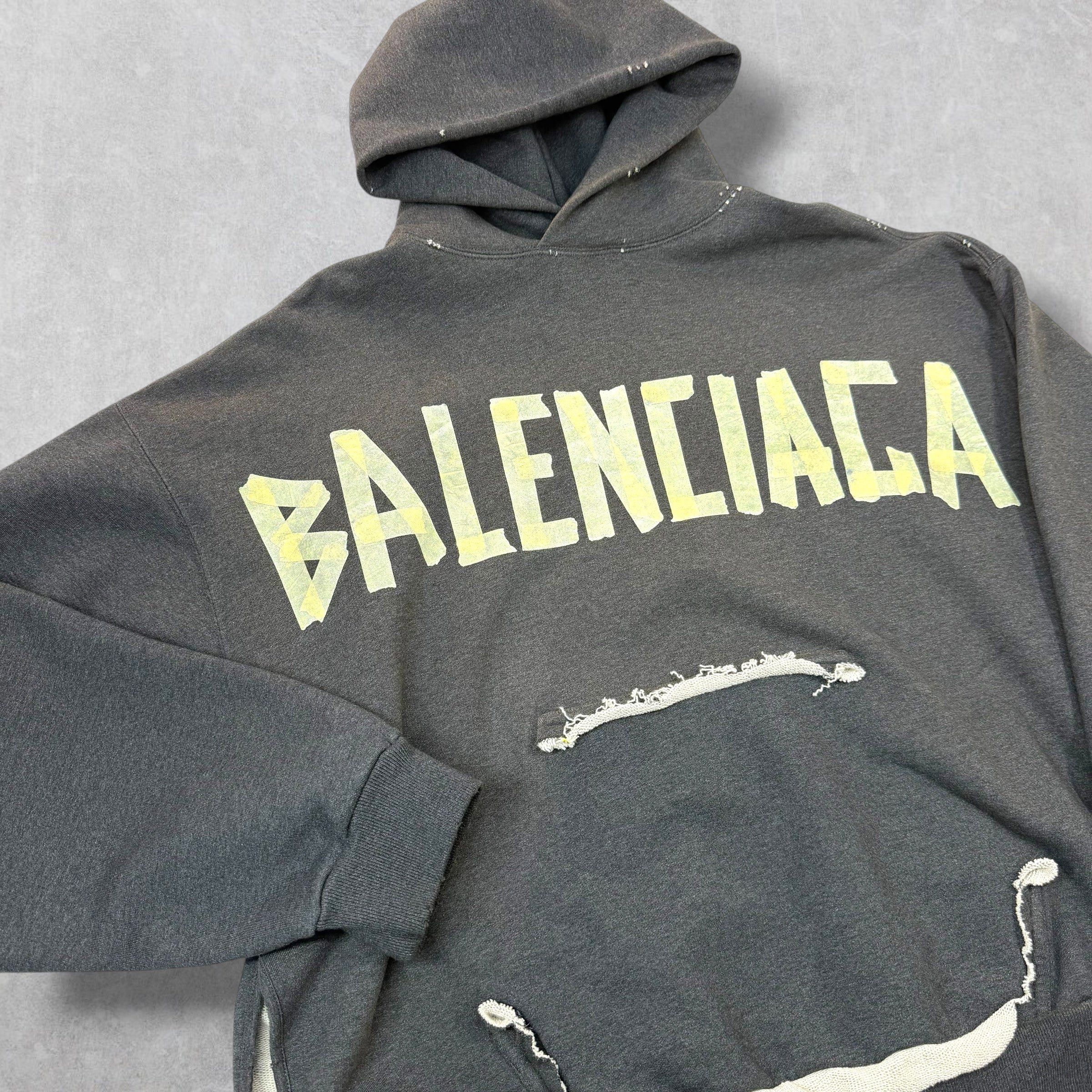 Balenciaga Balenciaga Tape Type Ripped Hoodie S (L) Size US L / EU 52-54 / 3 - 3 Thumbnail