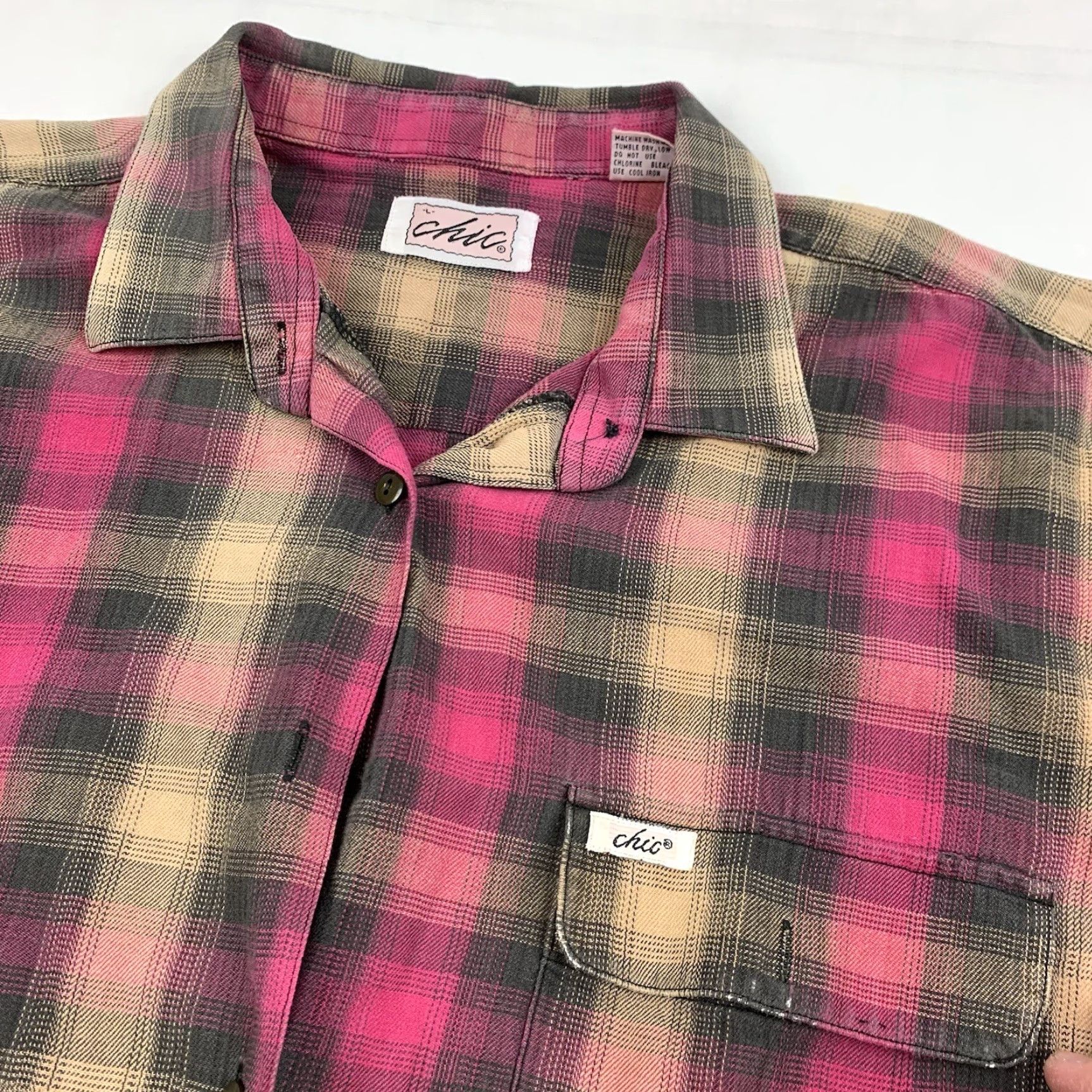 Vintage VINTAGE Chic Shirt Women L Pink Plaid Lightweight 90s Y2K Button-Up/Flannel Size L / US 10 / IT 46 - 2 Thumbnail