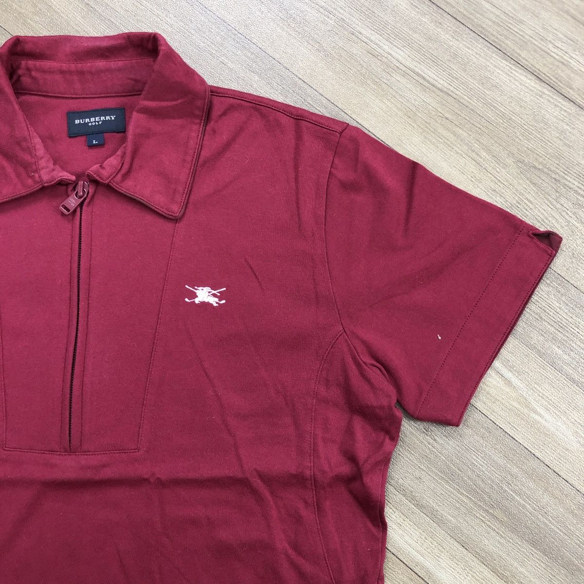 Vintage Burberry Golf Half Zip Maroon Polo Shirt Women