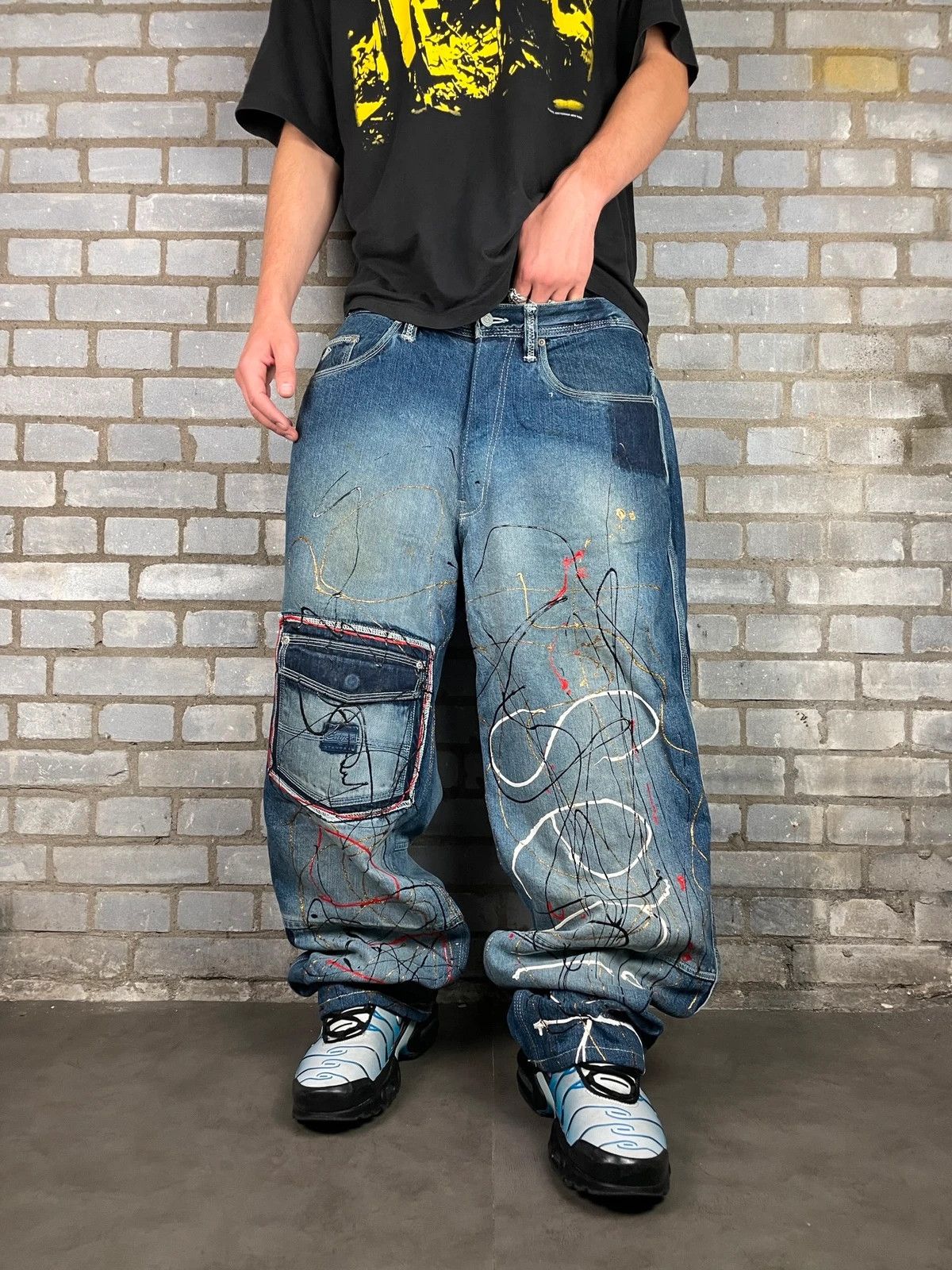 Southpole Y2K SouthPole style painted super baggy jeans Size US 33 - 4 Thumbnail