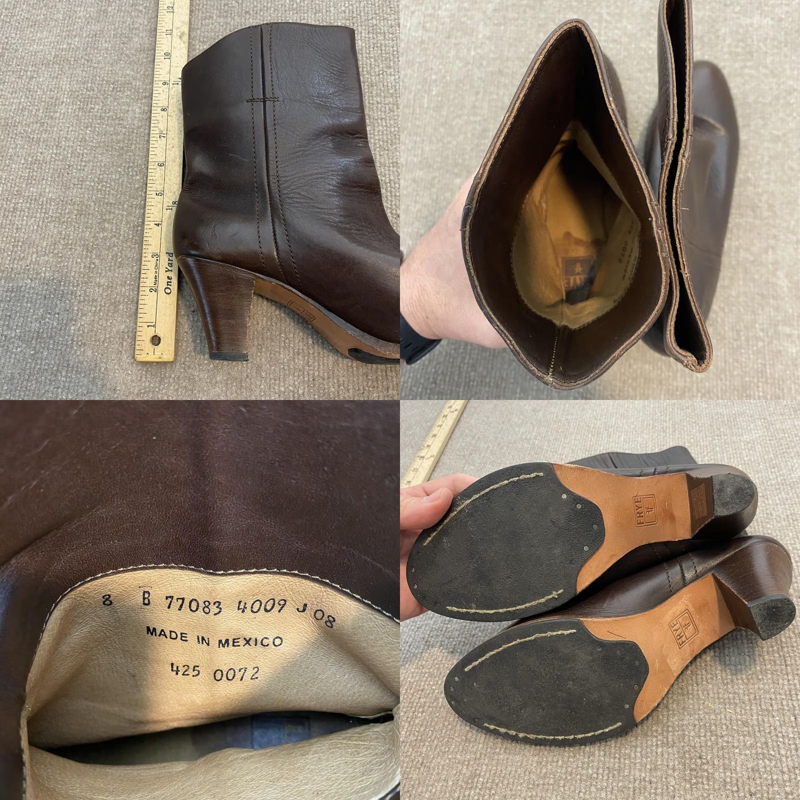 Frye Frye Boots Womens 8 Brown Leather Mid Calf Pull On Cone Heel Western 77083 Size US 8 / IT 38 - 8 Thumbnail