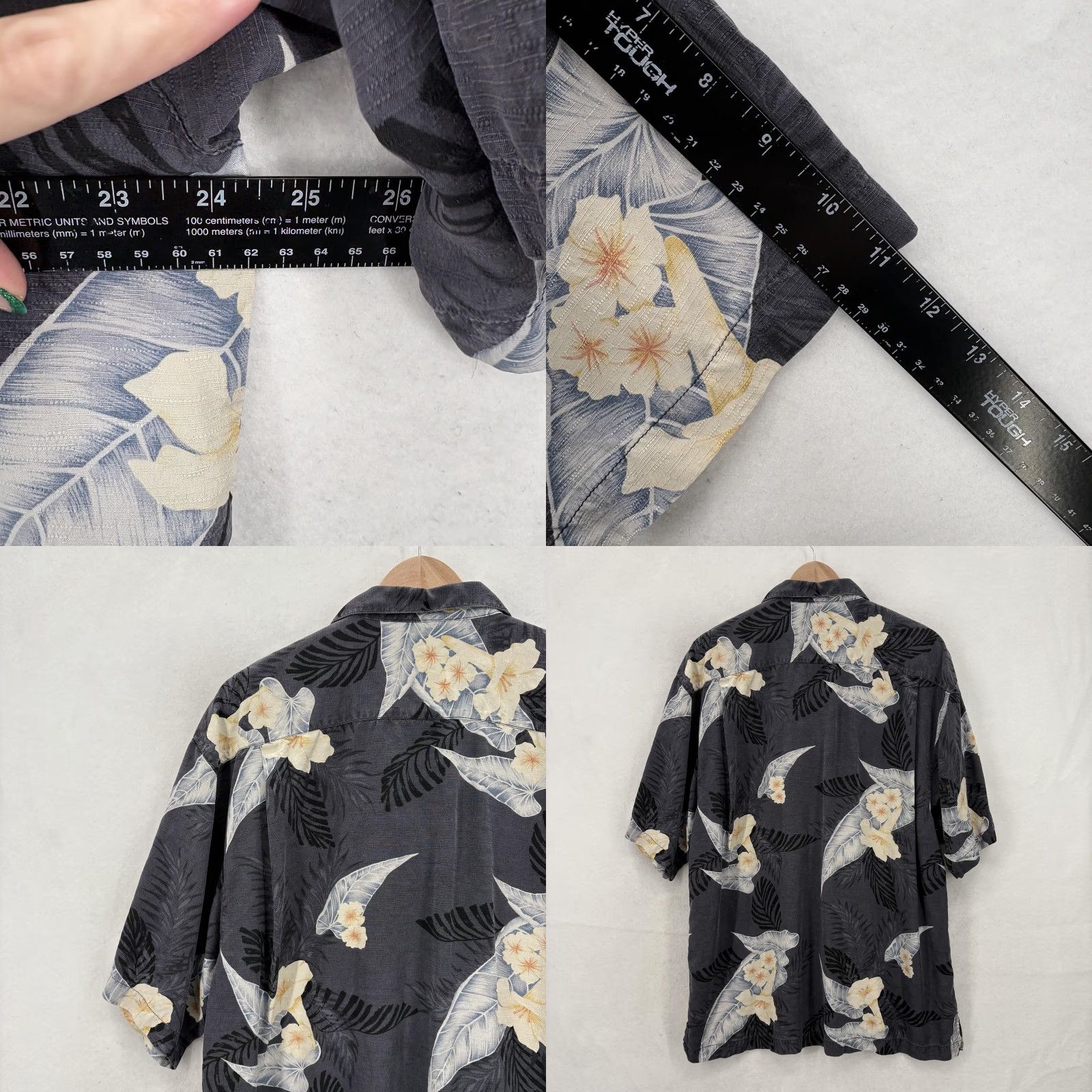 Tommy Bahama Tommy Bahama Shirt Mens Large Gray Silk Hawaiian Aloha Floral Button Front Camp Shirt Size US L / EU 52-54 / 3 - 8 Thumbnail