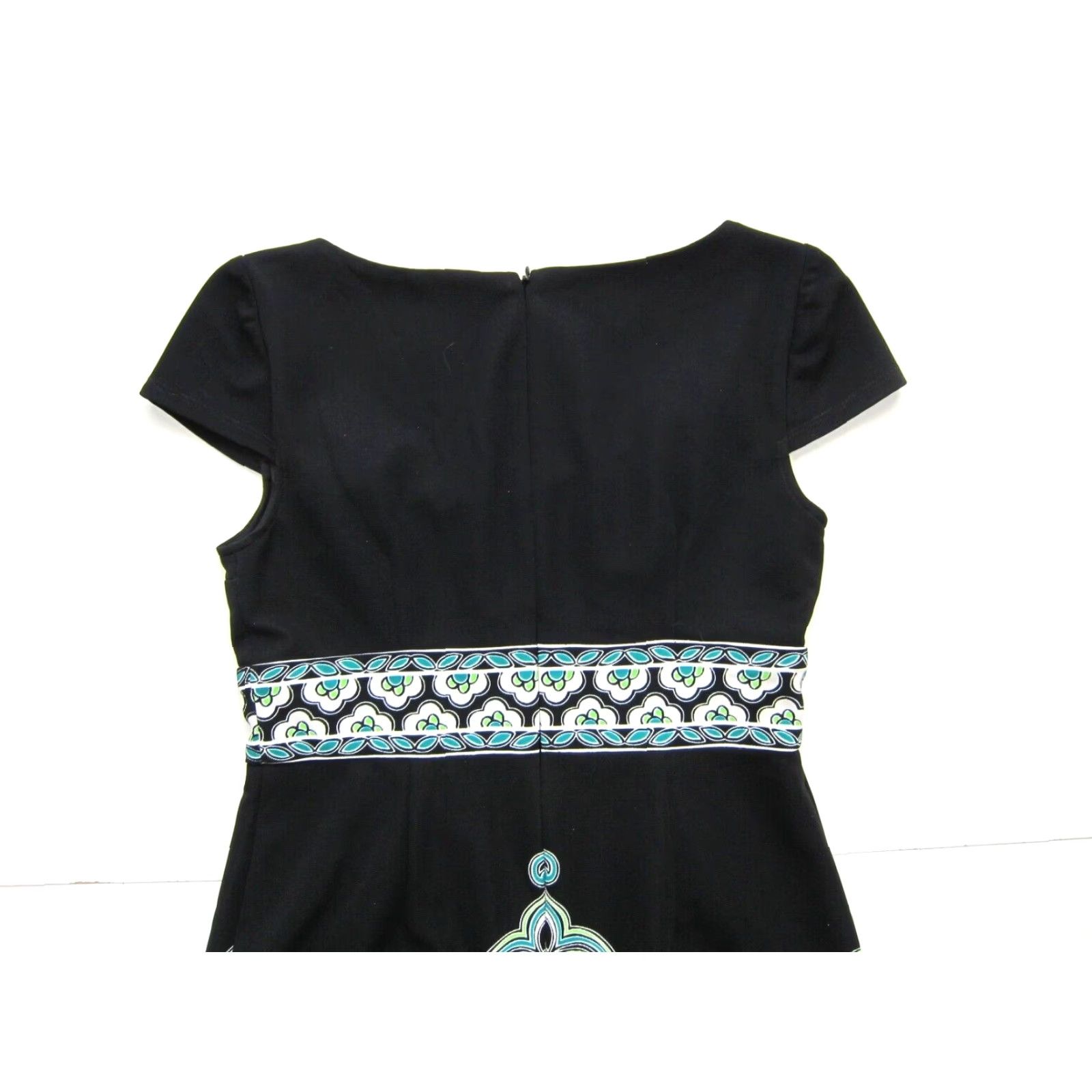 Vintage VINTAGE London Times Black Green Floral Paisley Cap Sleeve Sheath Shift Dress Women 8 Size M / US 6-8 / IT 42-44 - 5 Thumbnail