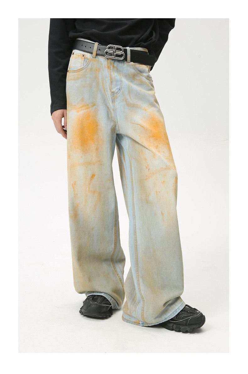 Japanese Brand American street distressed dirty retro wide-leg jeans Size US 34 / EU 50 - 2 Thumbnail