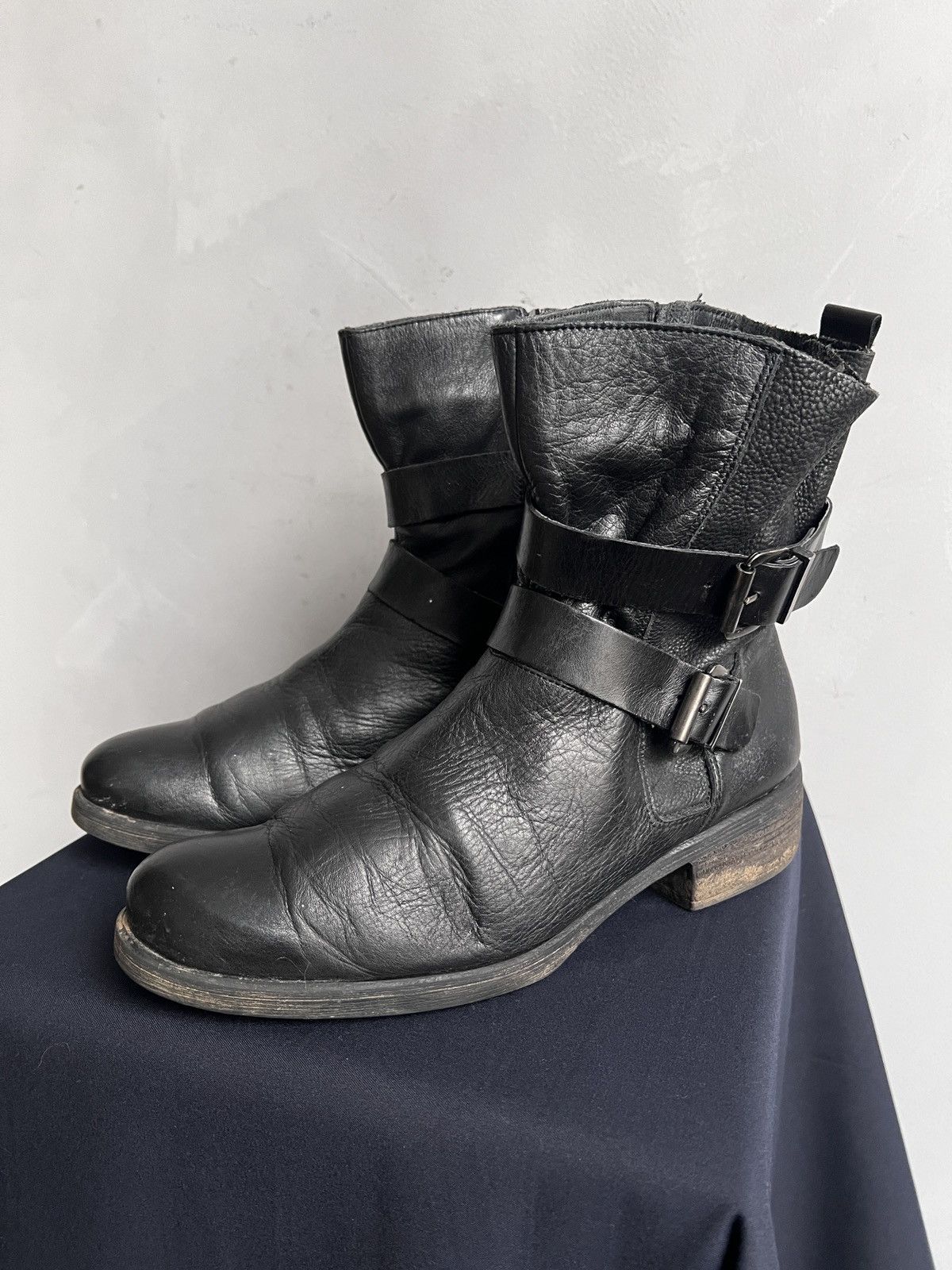 Hedi Slimane Undercover style leather belted avant garde boots hype Size US 7.5 / EU 40-41 - 6 Thumbnail