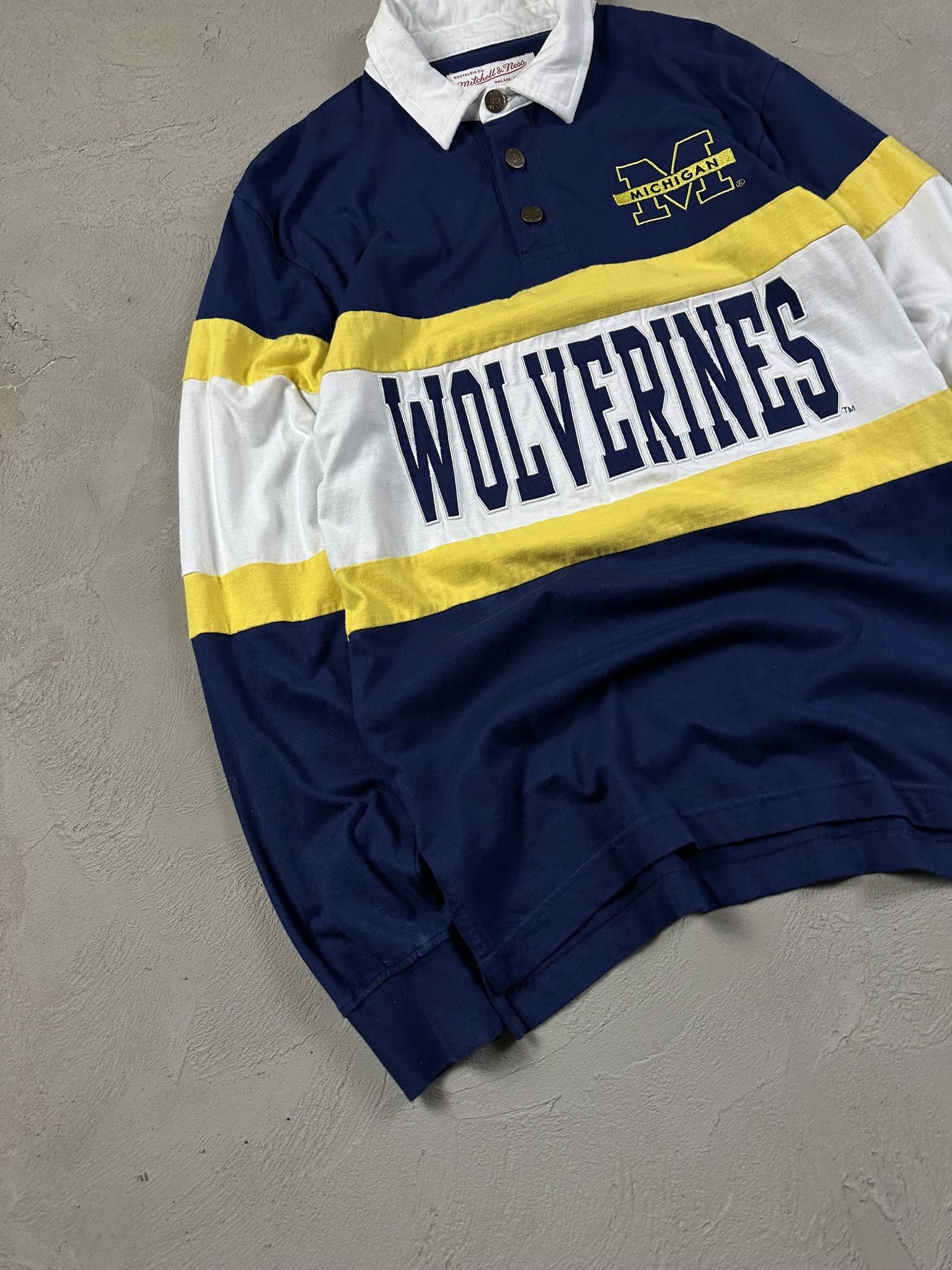 Mitchell & Ness Vintage Y2k Mitchell & Ness Michigan Wolverines Rugby Polo Size US S / EU 44-46 / 1 - 4 Thumbnail