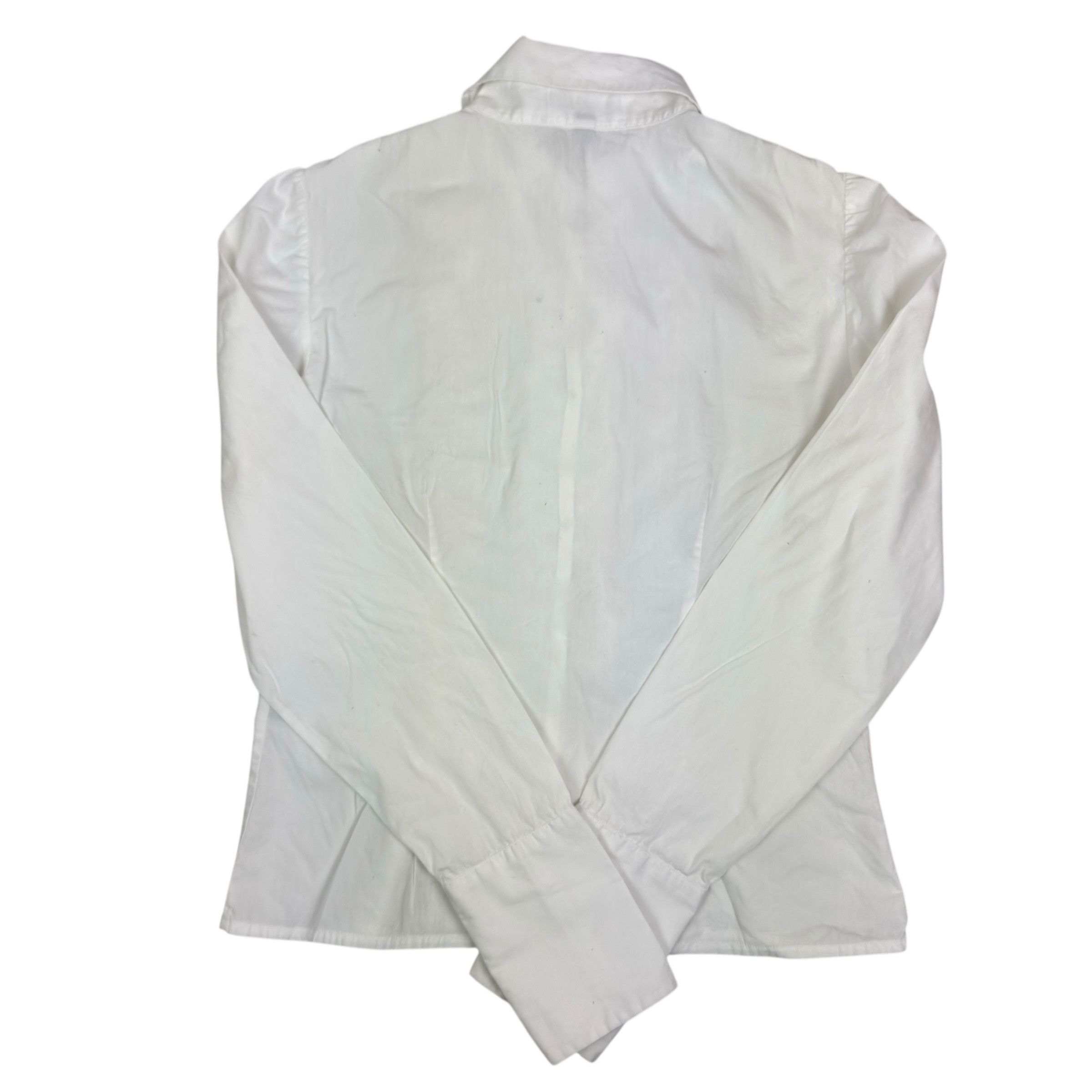 Burberry Burberry London Women White Cotton Ruffled Button-Up Shirt 8 Size M / US 6-8 / IT 42-44 - 2 Thumbnail