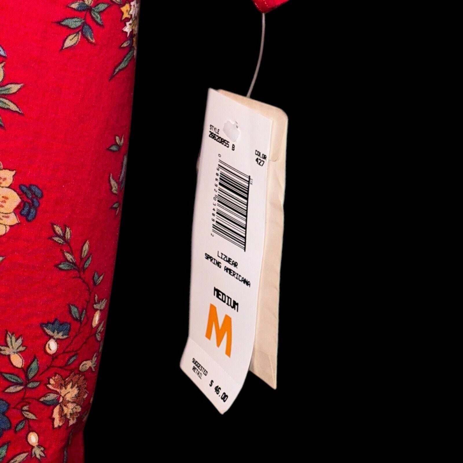 Designer NWT Vintage Liz Wear Claiborne Red Cotton Button Up Top Sz M Size M / US 6-8 / IT 42-44 - 3 Thumbnail