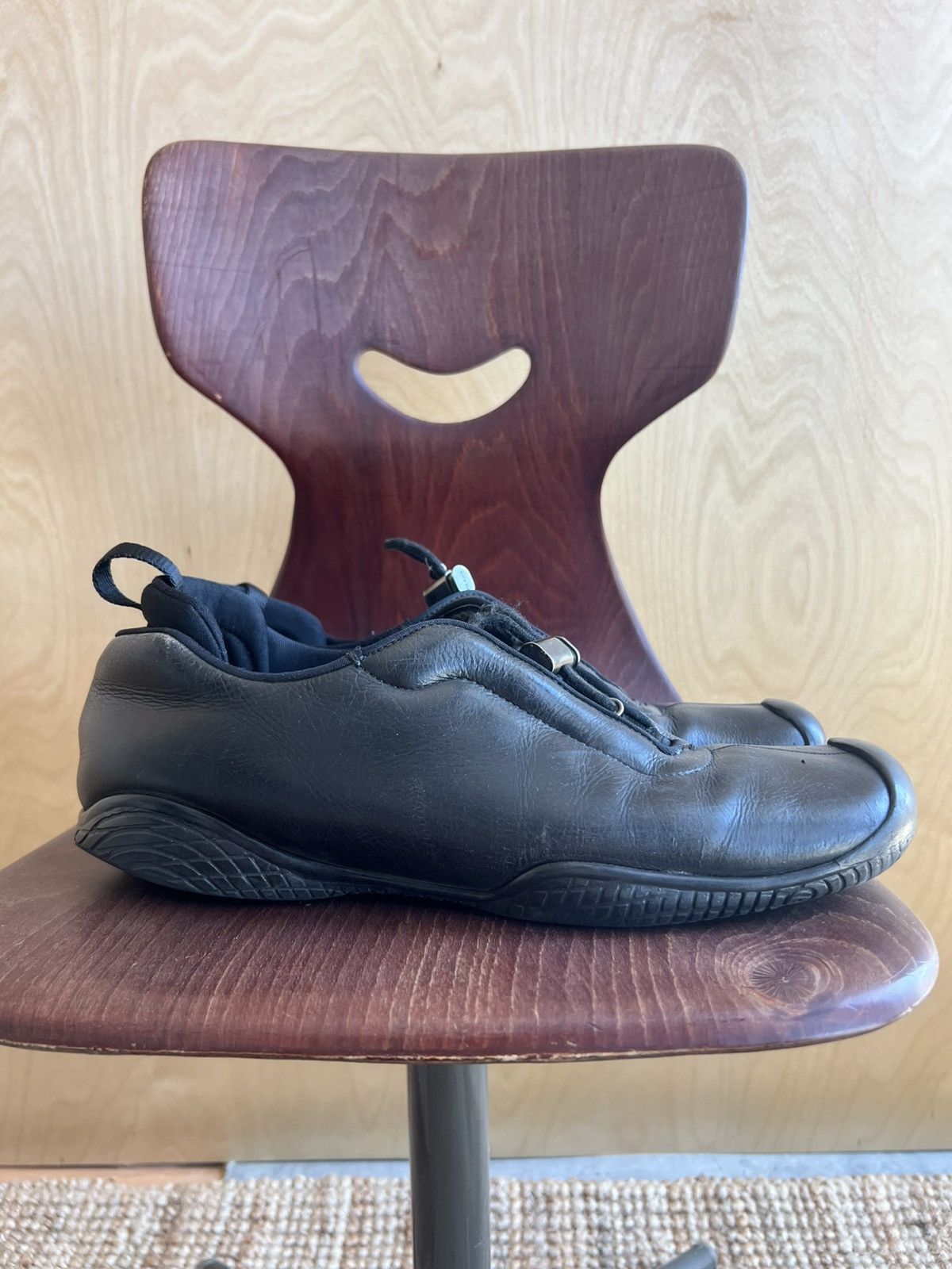 Prada Vintage Prada Sport Linea Rossa Black Leather Sneakers Size US 9 / EU 42 - 3 Thumbnail