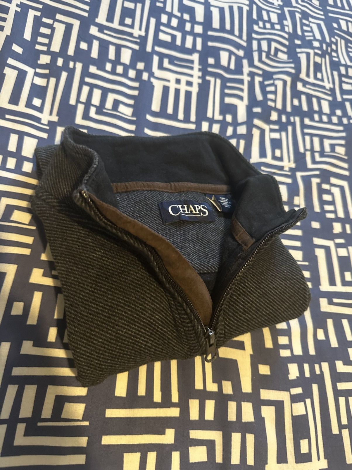 Chaps Ralph Lauren × Vintage CHAPS by RALPH LAUREN - Men's Zip Jumper Sweater Size US L / EU 52-54 / 3 - 1 Thumbnail