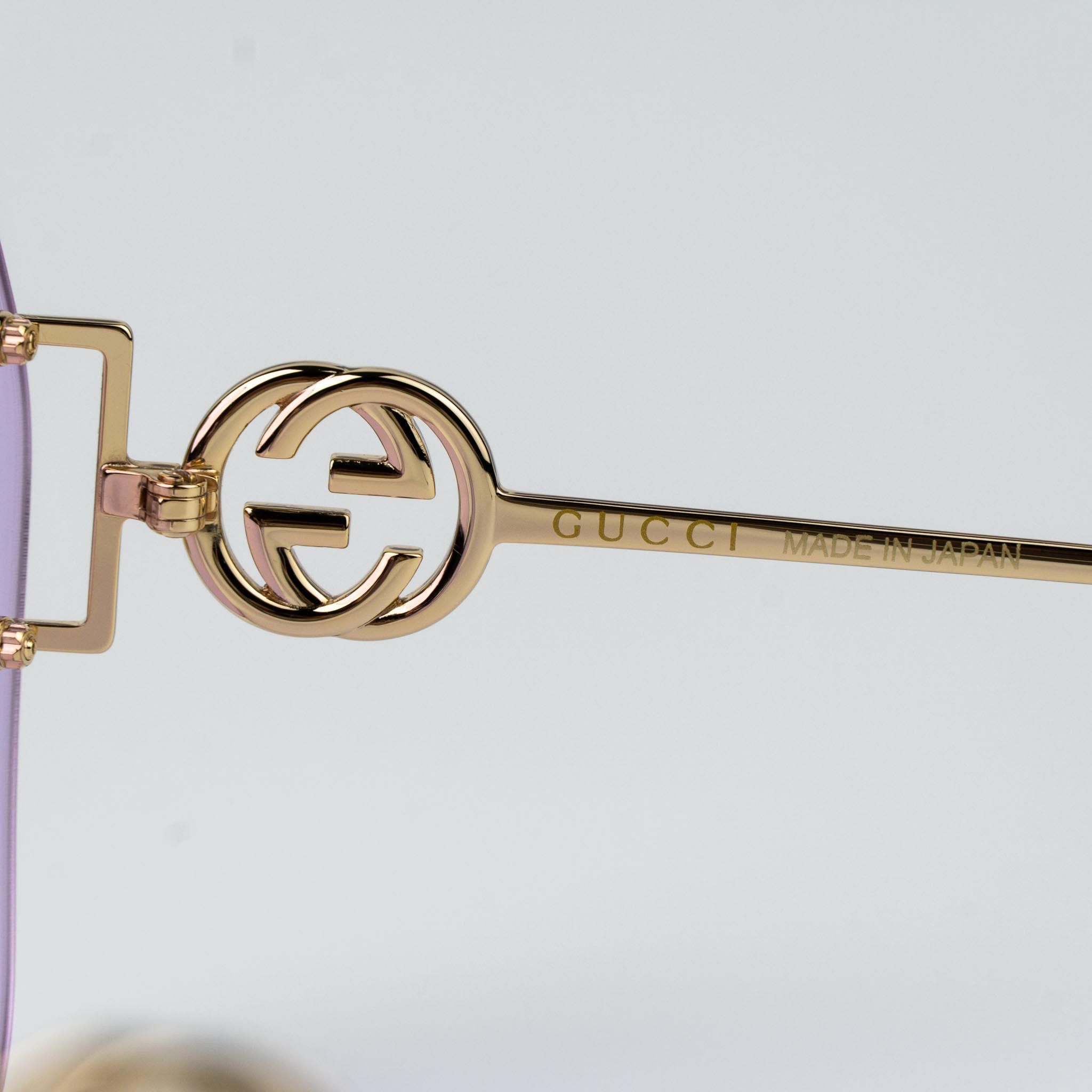 Gucci Gucci Women Sunglasses Gold Chain Violet Round GG1203S 001 Size ONE SIZE - 6 Thumbnail