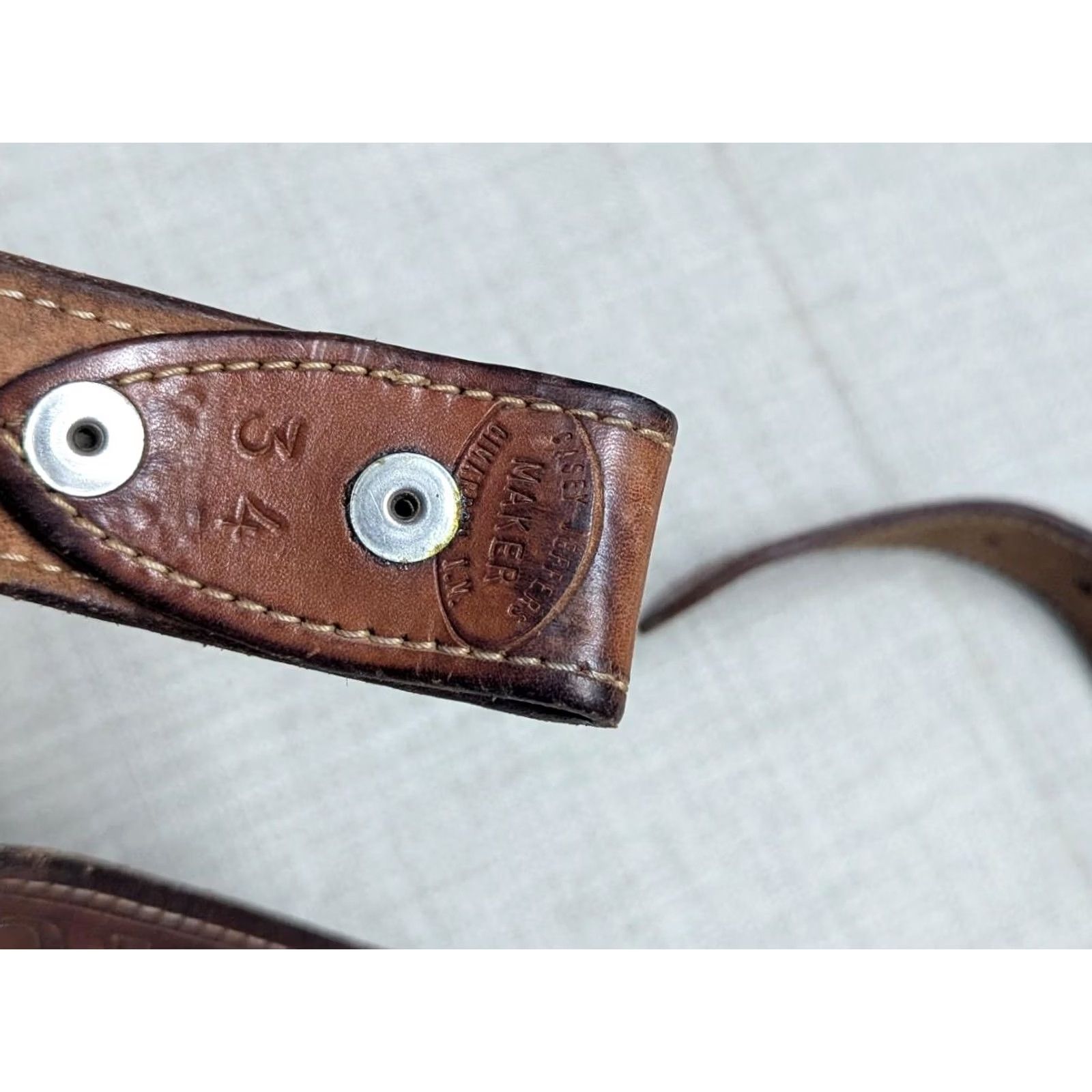 Vintage VINTAGE Handcrafted Western Belt Tooled Buckle 1-1/2" Brown Leather Full Grain Cowhide 32 Men Size 32 - 7 Thumbnail