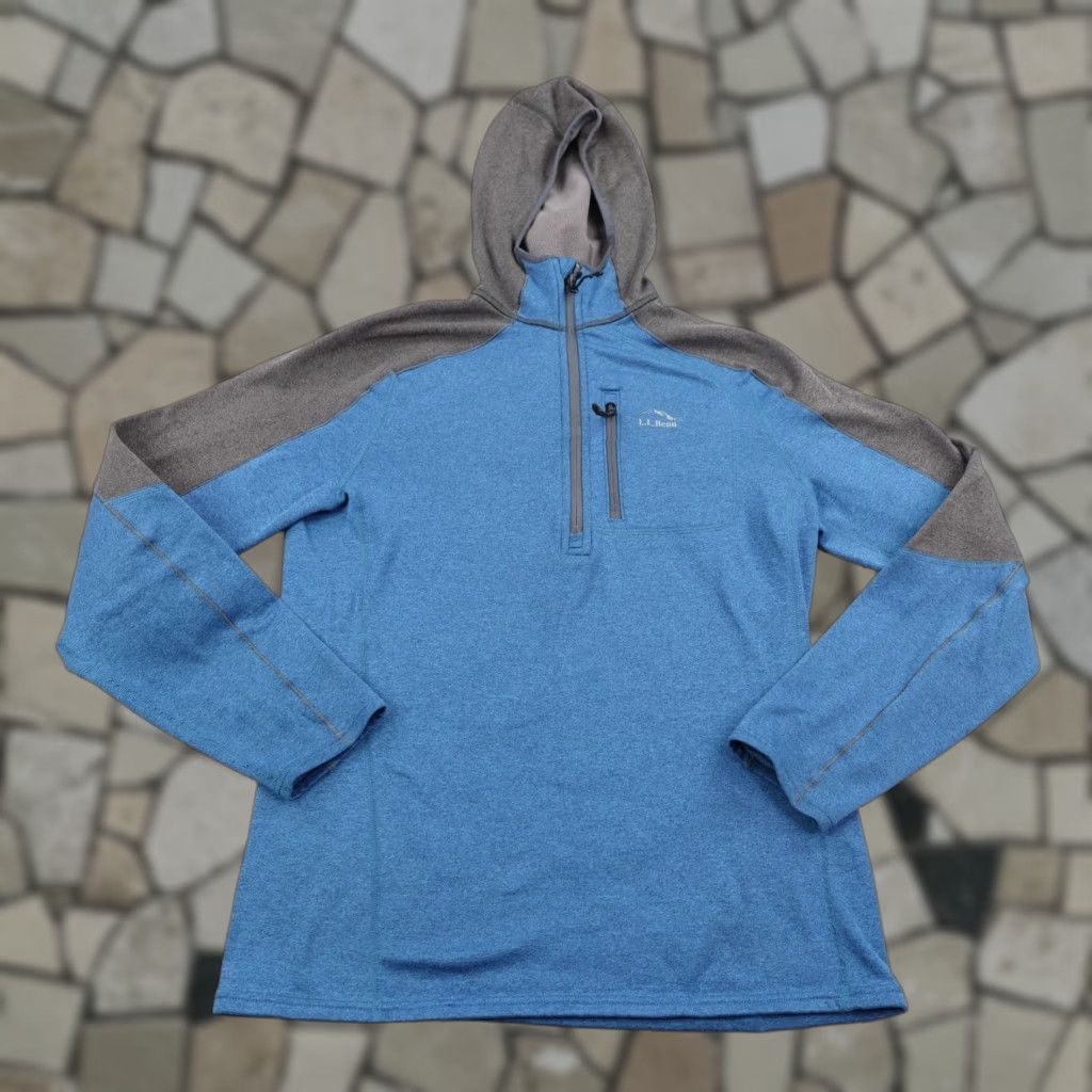 Vintage LL Bean Hoodie Mens Medium Blue Gray 1/2 Zip Fleece Hooded Tech Jacket Sweater Size US M / EU 48-50 / 2 - 1 Thumbnail
