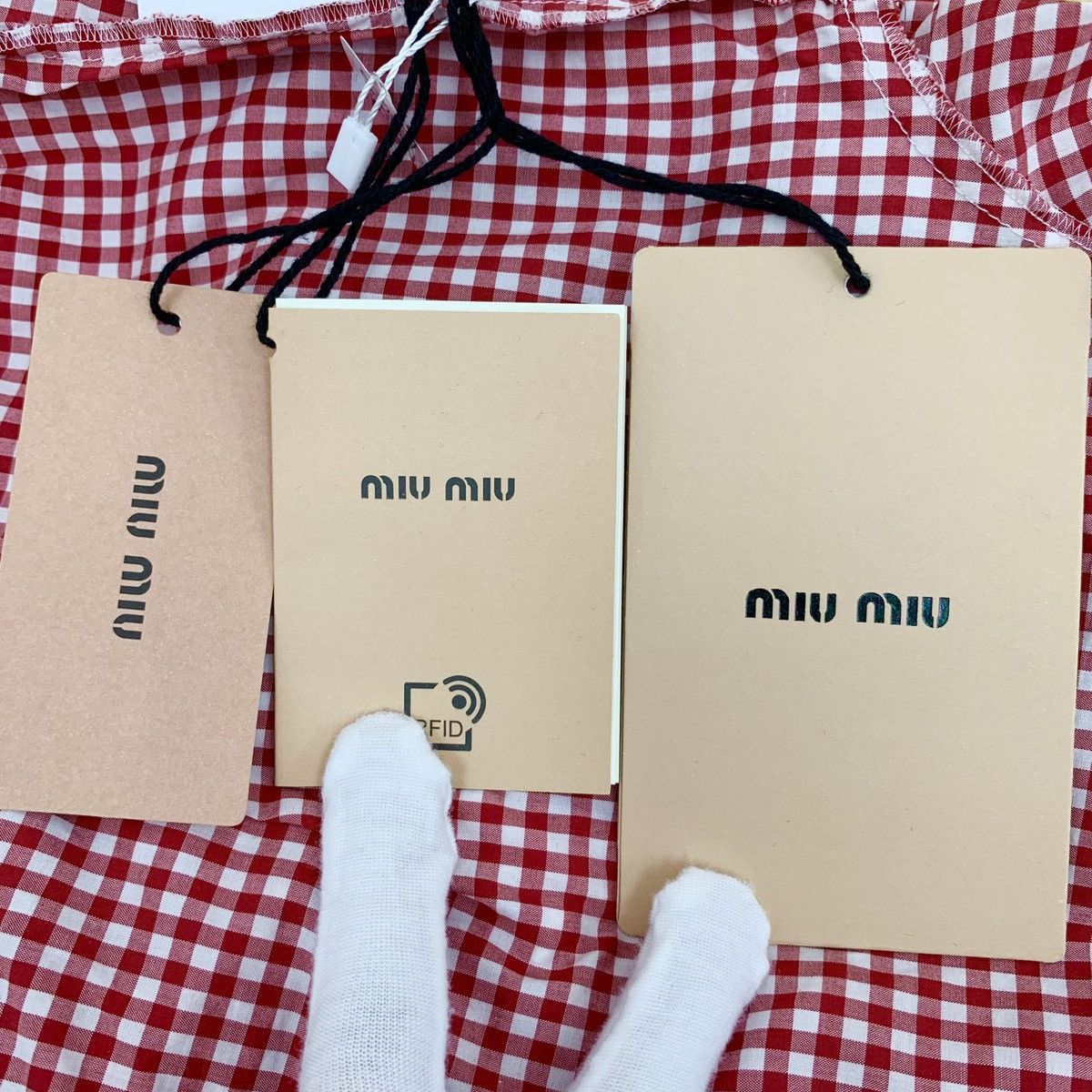 Miu Miu Miu Miu Red Plaid Cotton Crew Neck Short Sleeve Top K26WX Size M / US 6-8 / IT 42-44 - 6 Thumbnail