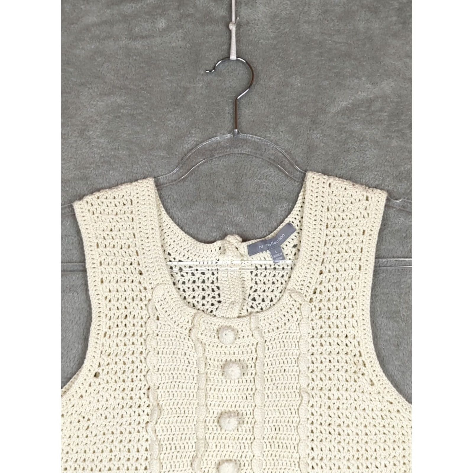 Vintage ny Collection Tank Top Womens L Ivory Crochet Festival Hippie Beach Boho Tank Womens L Ivory Crochet Camisole Hippie Beach Boho 90s Theme Conducts: Size L / US 10 / IT 46 - 5 Thumbnail