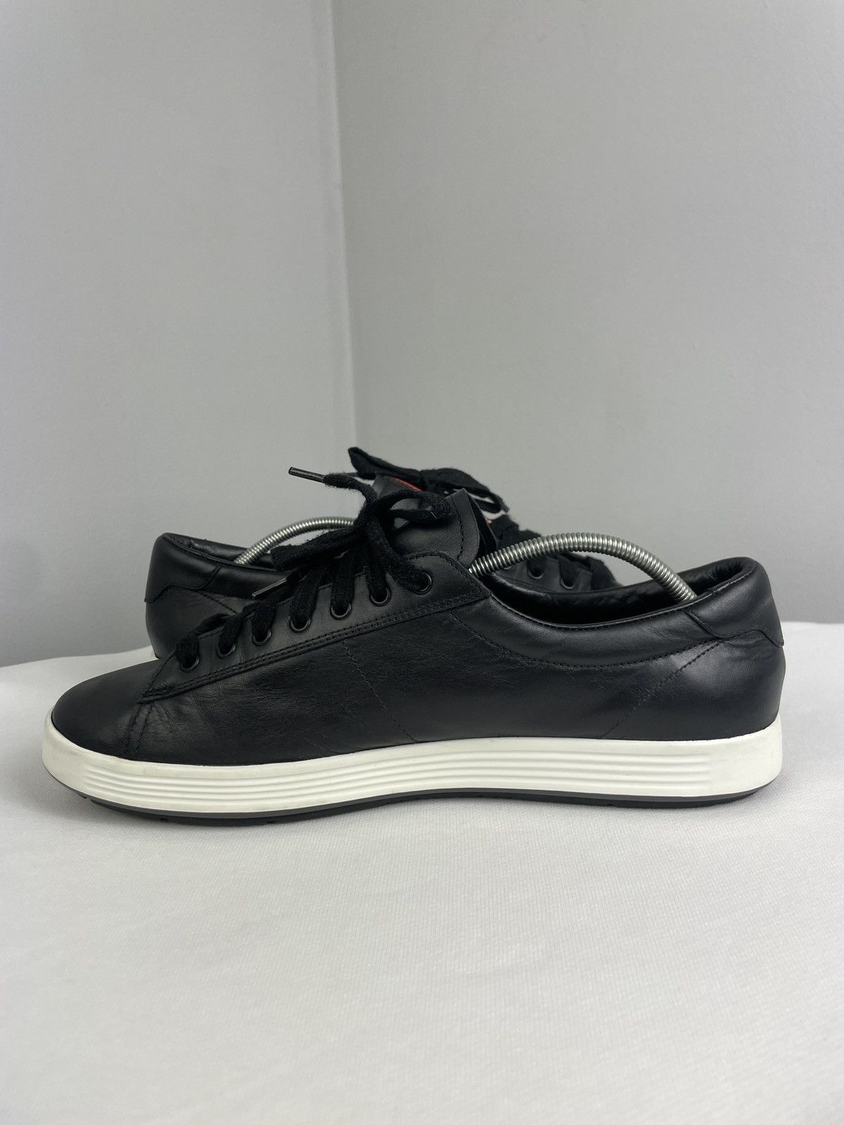 Prada Prada Linea Rossa Black Leather Sneakers – Vitello Plume Size US 8 / EU 41 - 3 Thumbnail