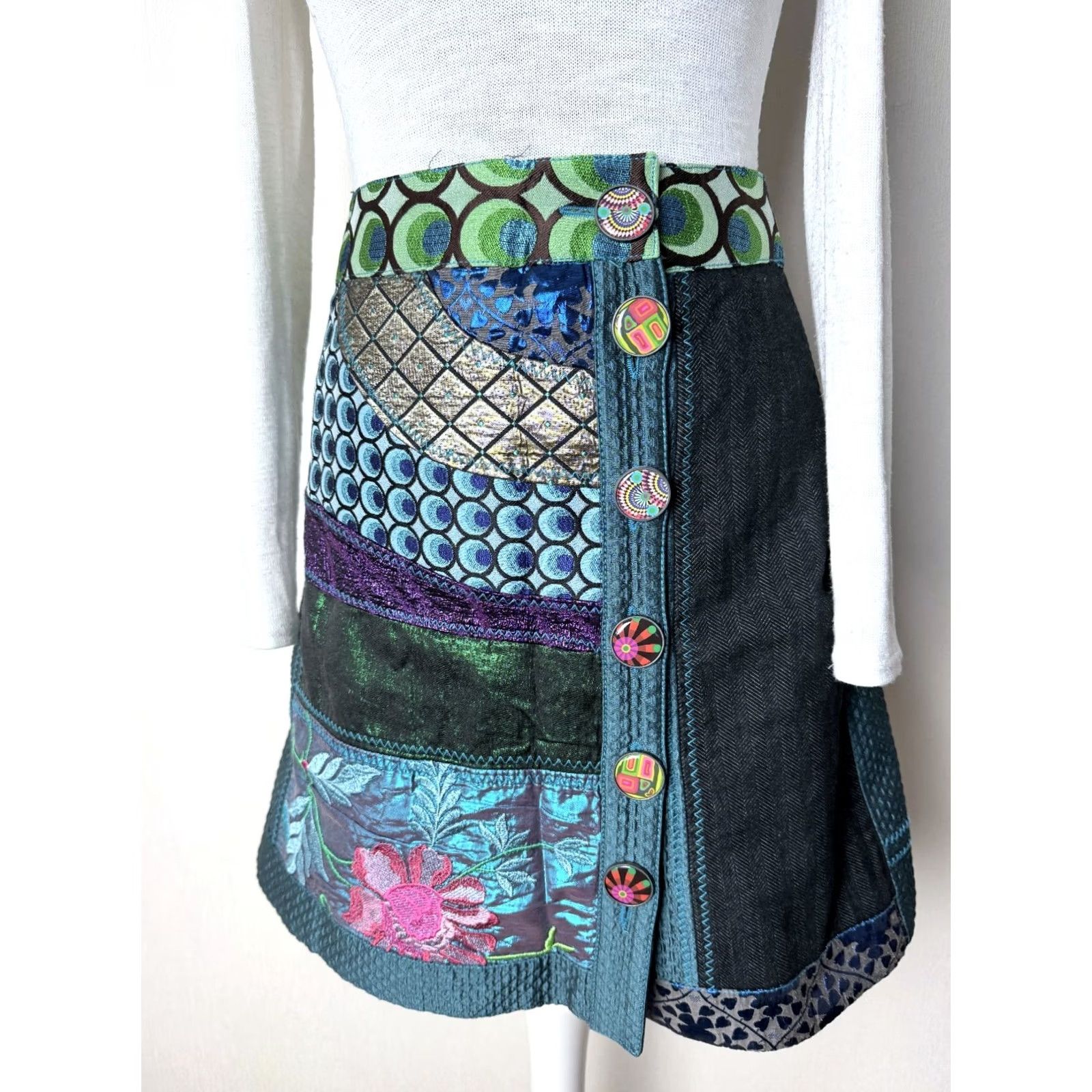 Desigual Desigual Skirt 42 Women Knee Length Multicoloured Cotton 06F2795 XS? Size 28" / US 6 / IT 42 - 2 Thumbnail
