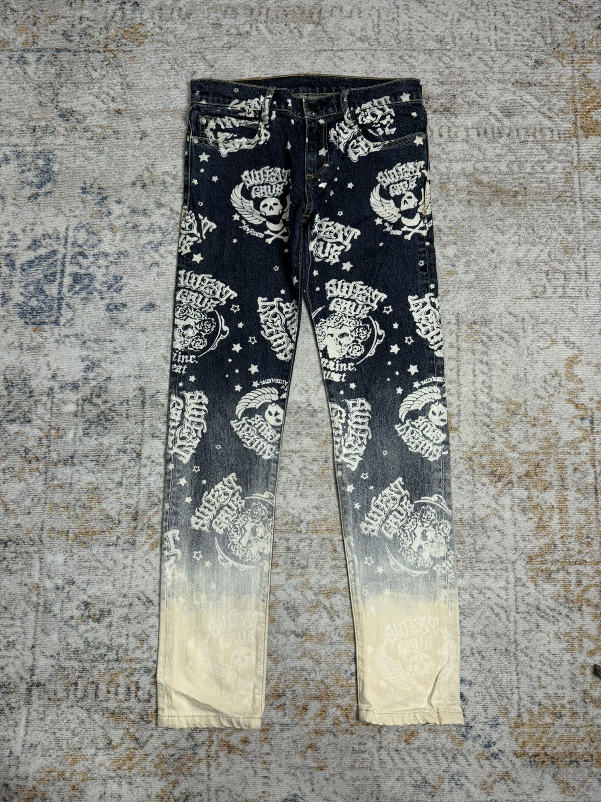 Tornado Mart Rna sweat skull art y2k denim pants Size US 29 - 1 Thumbnail