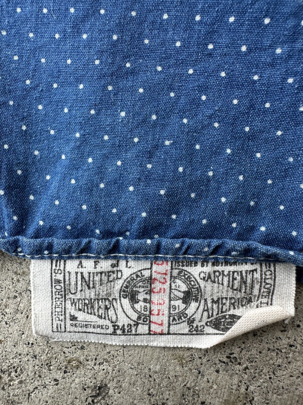 Pherrow's STORMY BLUE Union polka dotted indigo cotton work shirt Size US S / EU 44-46 / 1 - 7 Thumbnail