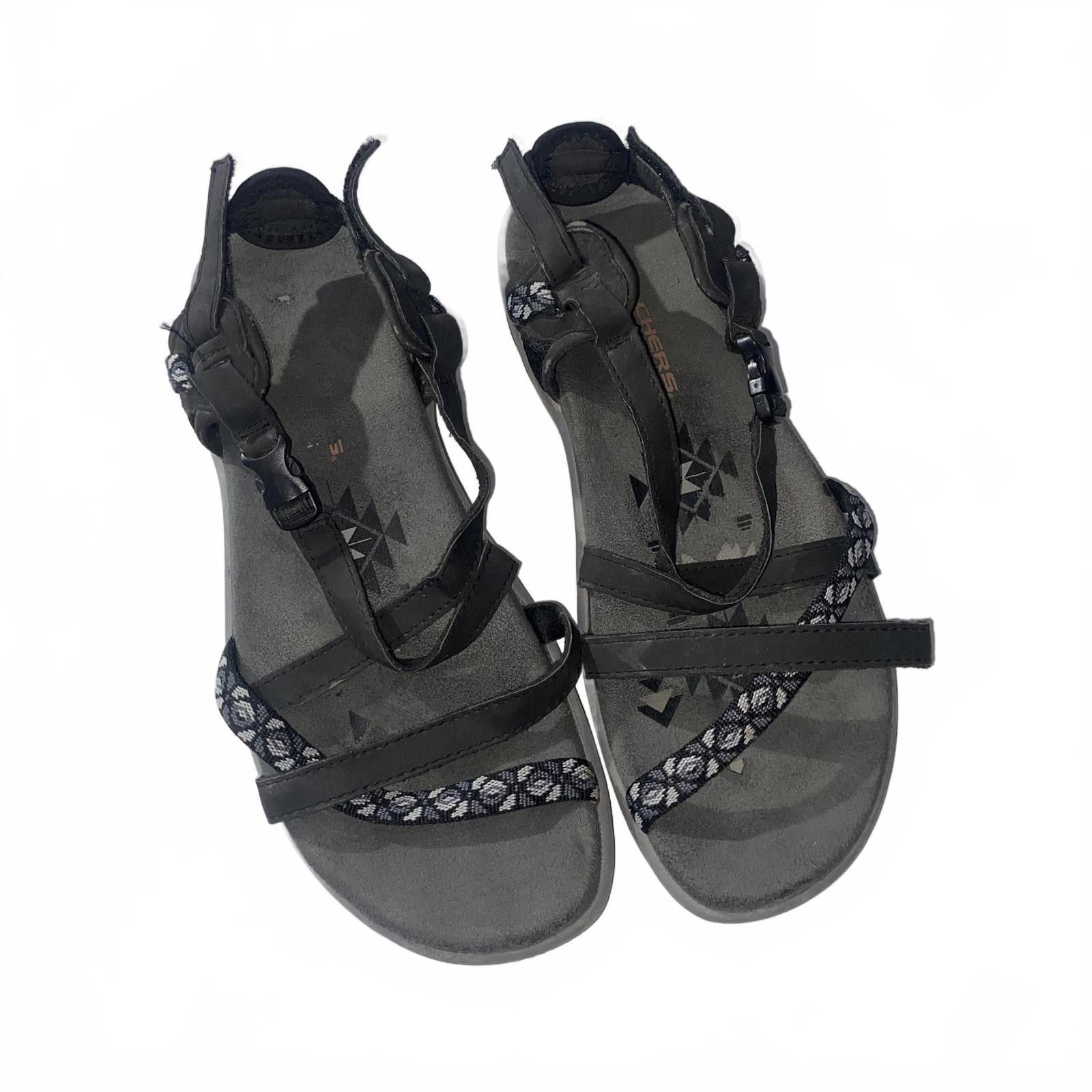 SKECHERS Skechers Women’s Strappy Outdoor Sandals Size 7 Black & Gray Size US 7 / IT 37 - 4 Thumbnail