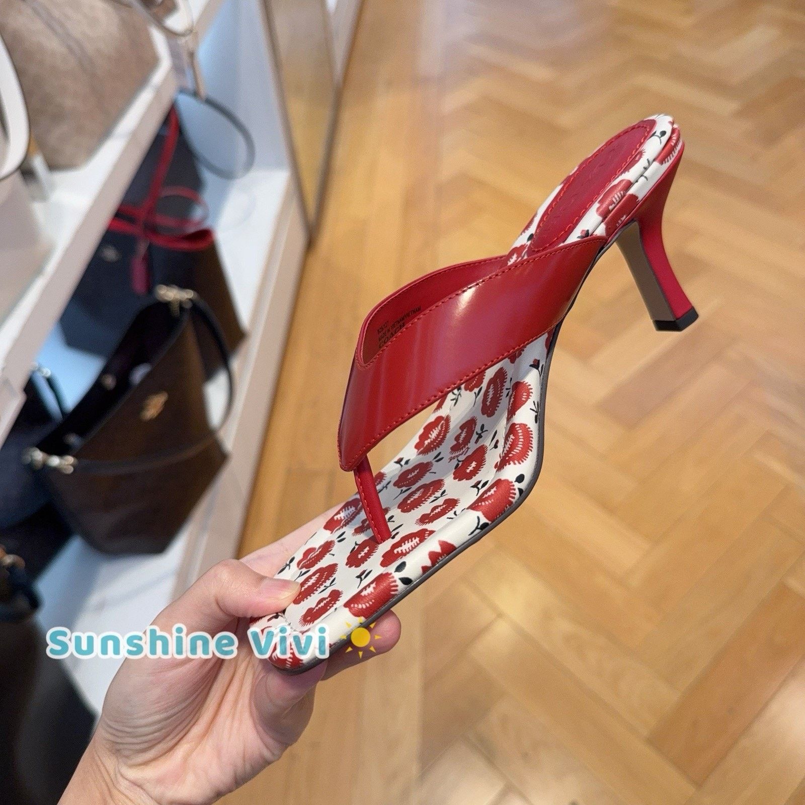 Coach NEW COACH Women's Thong Kitten Heel Floral Bold Red CBM86 Size US 5.5 / IT 35.5 - 2 Thumbnail