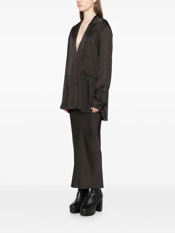 Rick Owens o1y0126 Solid Color Shirt in Dark Brown Size XS / US 0-2 / IT 36-38 - 3 Thumbnail