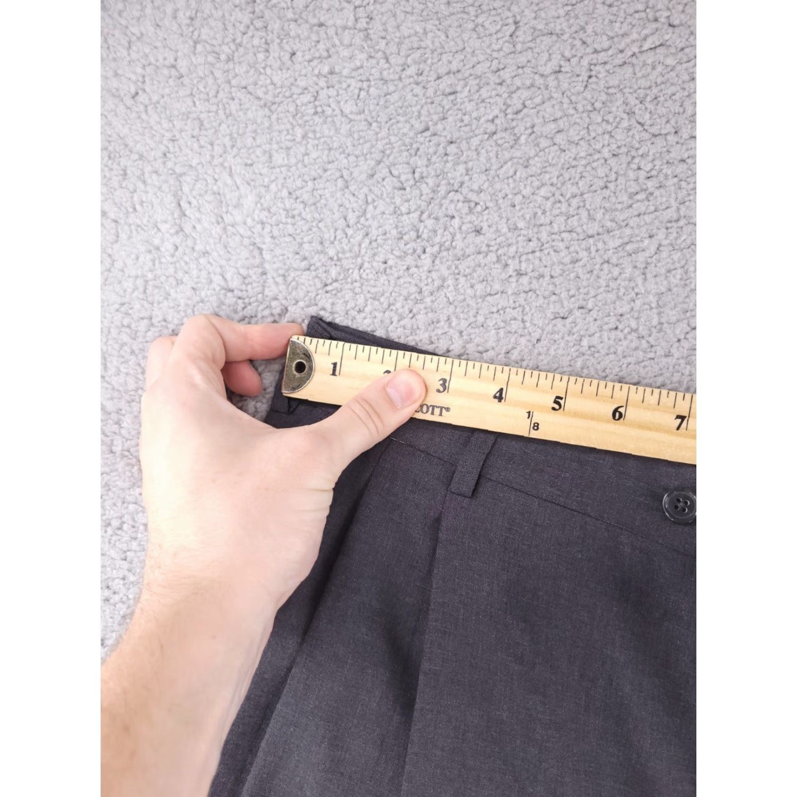 Vintage Hathaway Platinum Pants Mens 36 Gray 100% Wool Pleated Dress Pants Regular Inseam 27" Italy Size US 36 / EU 52 - 7 Thumbnail