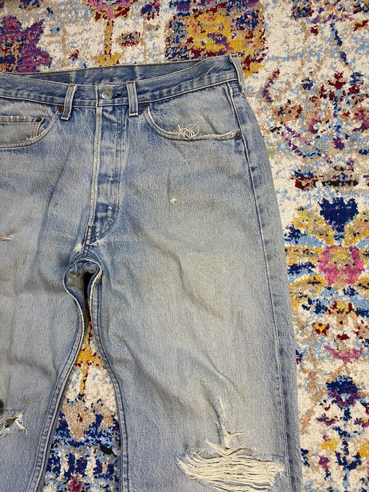 Levi's × Vintage 60's Levis Destroyed Washed Blue Rindem Jeans Size US 30 / EU 46 - 8 Thumbnail