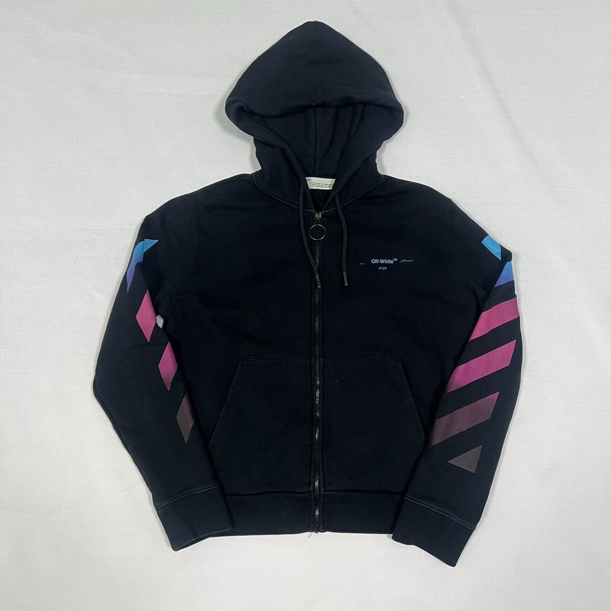 Off white black gradient zipped hoodie hotsell