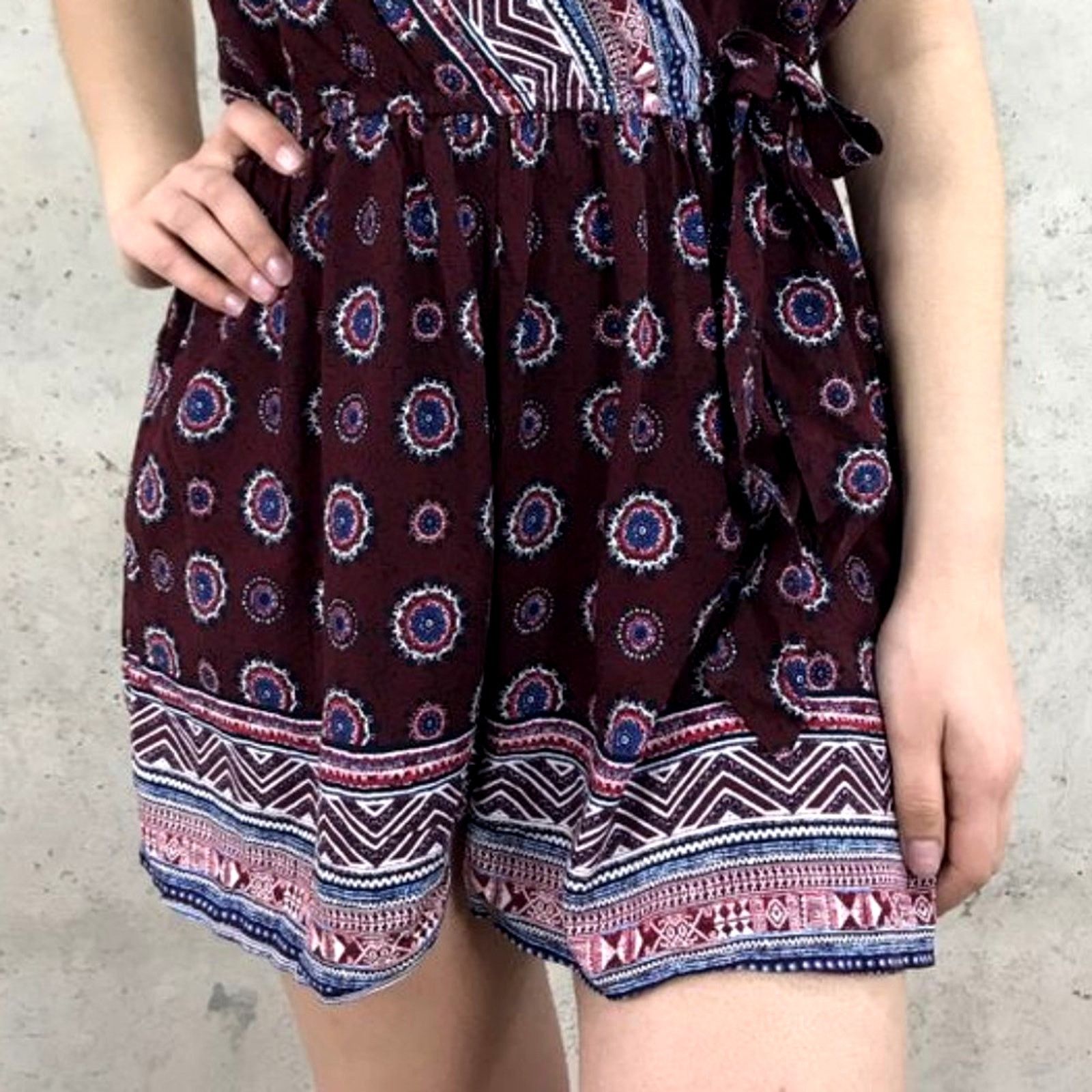 Other Band of Gypsies Paisley Romper - Burgundy - size S Size 28" / US 6 / IT 42 - 3 Thumbnail
