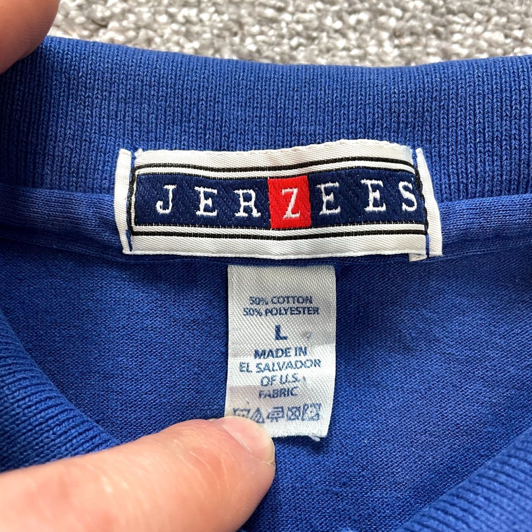 Jerzees VINTAGE Jerzees Polo Shirt Mens L Blue Collared Logo Levi 0 Size US L / EU 52-54 / 3 - 4 Thumbnail