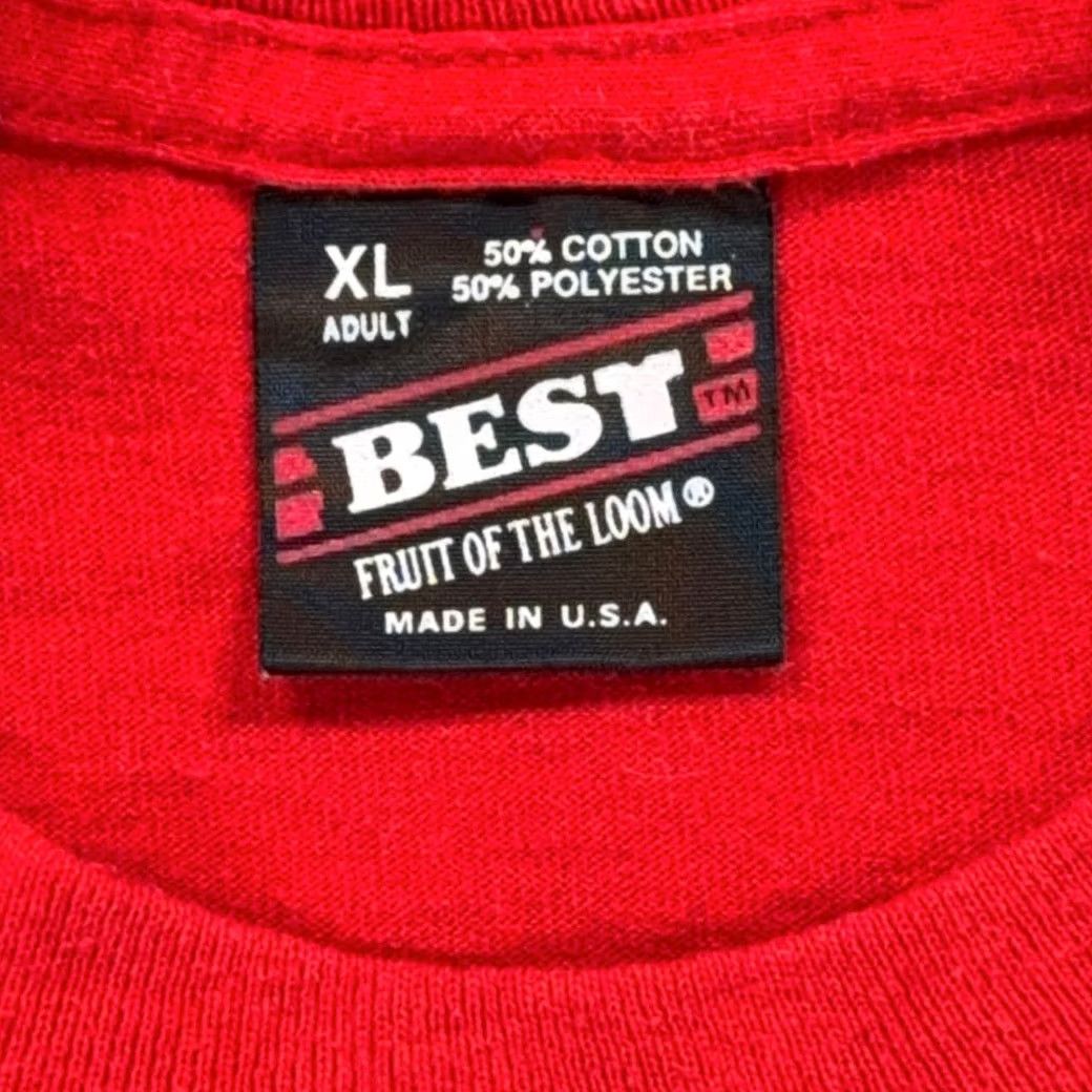 Fruit Of The Loom VINTAGE United Steelworkers Shirt Mens XL Red 90s USWA Illinois Union T-Shirt Cotton Blend Logo Back Graphic Size US XL / EU 56 / 4 - 4 Thumbnail