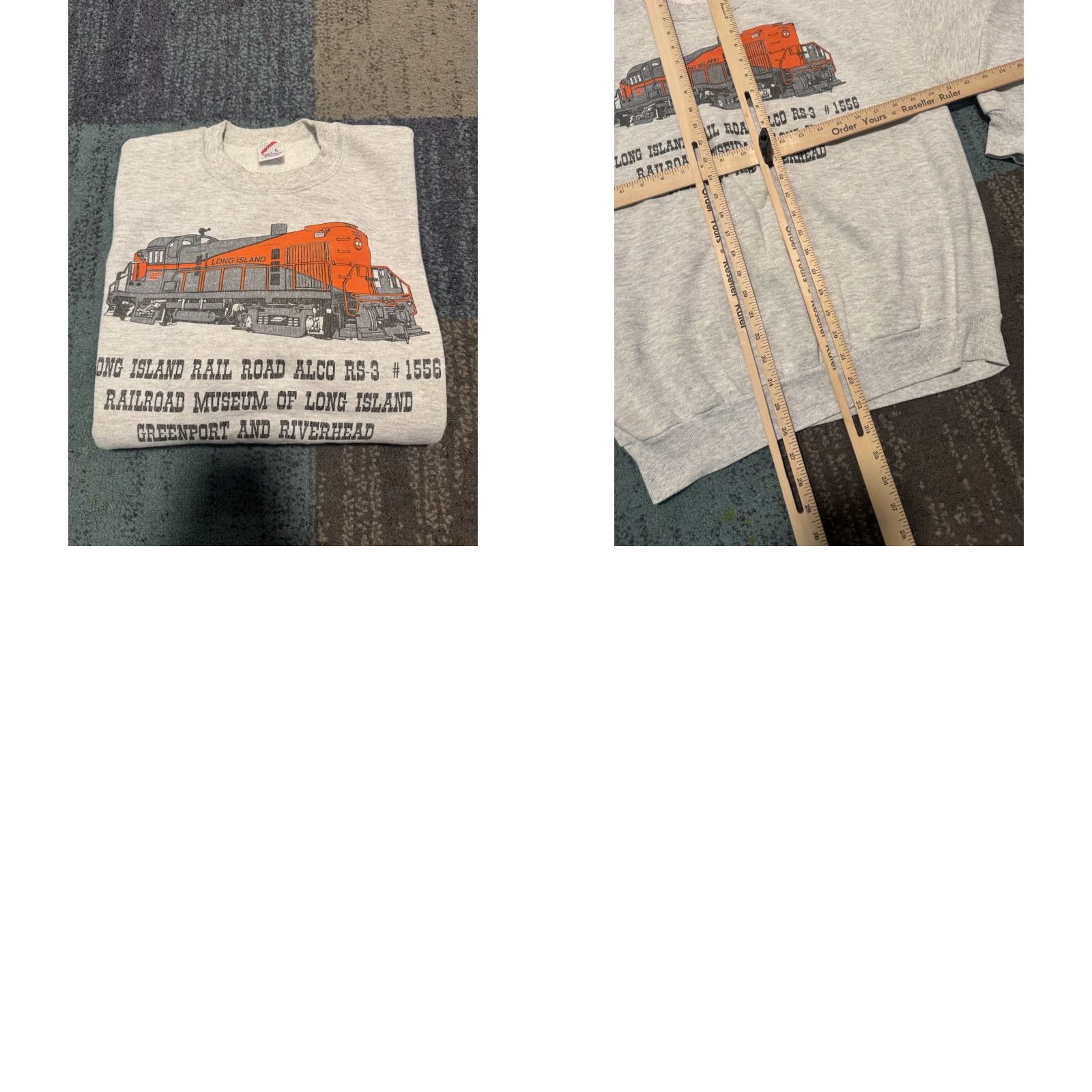 Jerzees VINTAGE Long Island Railroad (LIRR) ALCO RS-3 #1556 GRAY Sweatshirt L Navy Jersey Jerzees Unisex Adults Crew Neck Pullover Graphic Print Train 90s USA Size US L / EU 52-54 / 3 - 10 Thumbnail