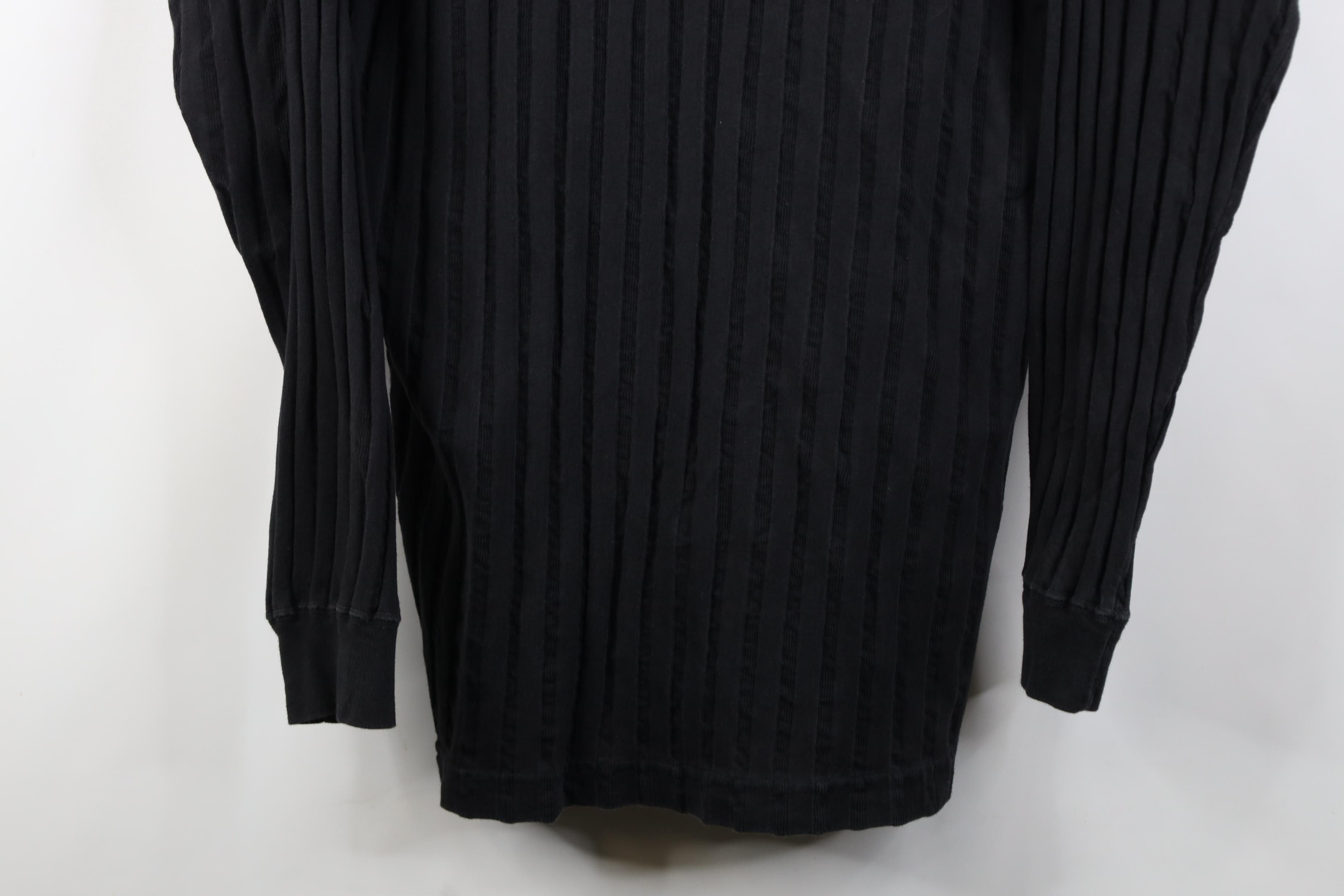 Vintage Vintage 90s Streetwear Ribbed Knit Henley T-Shirt Black Size US XL / EU 56 / 4 - 3 Thumbnail