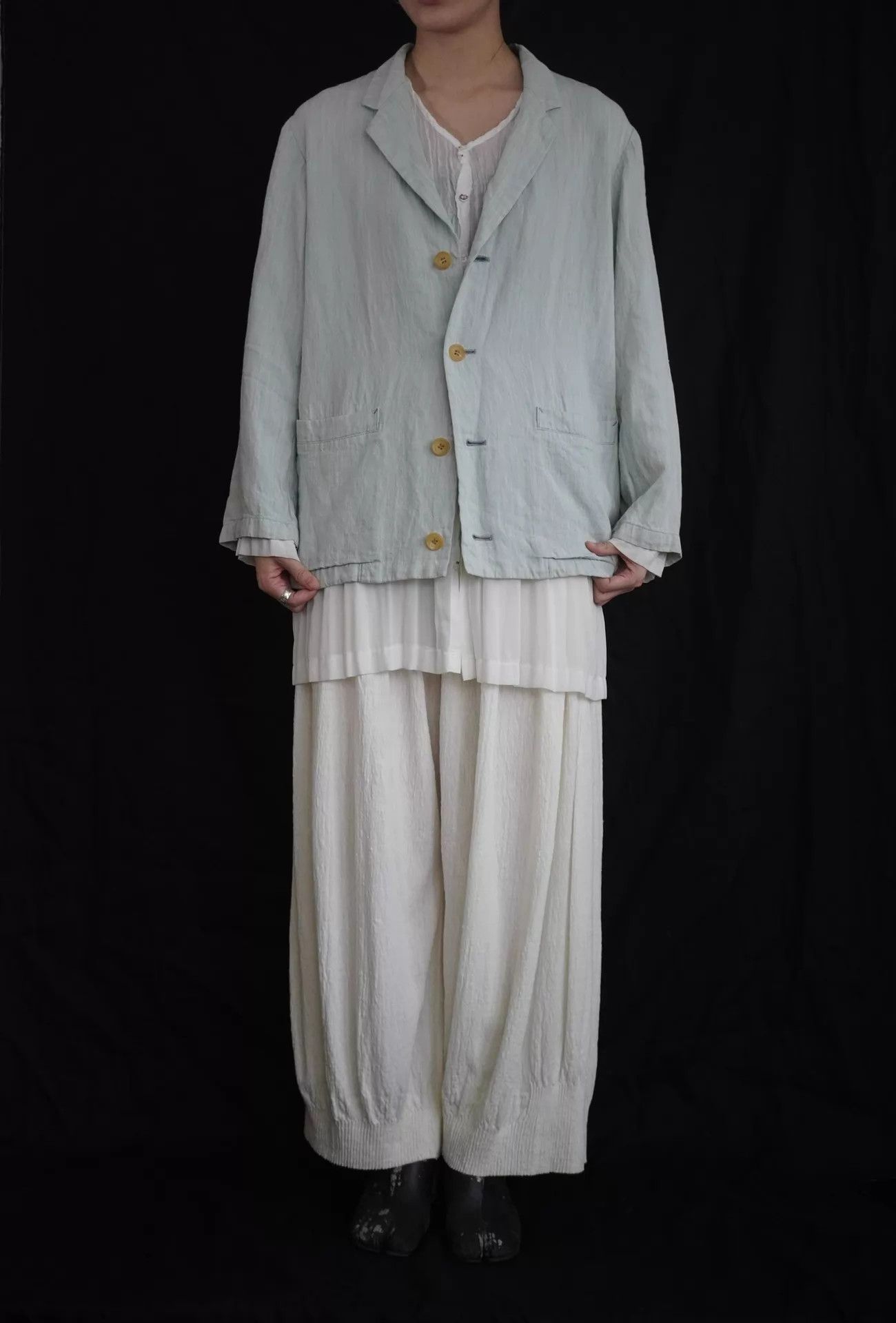 Yohji Yamamoto Y'S by Yohji Yamamoto 1990 Spring Light Blue Linen Jacket M Size M / US 6-8 / IT 42-44 - 3 Thumbnail