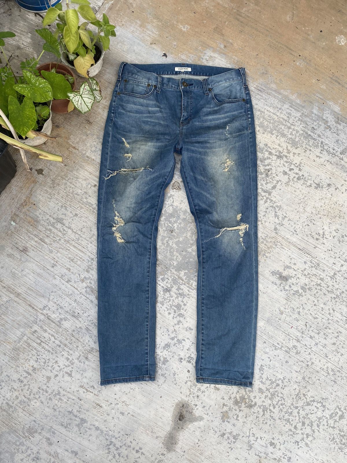 Global Work Global Work Distresses Spandex Jeans Size US 31 - 1 Thumbnail