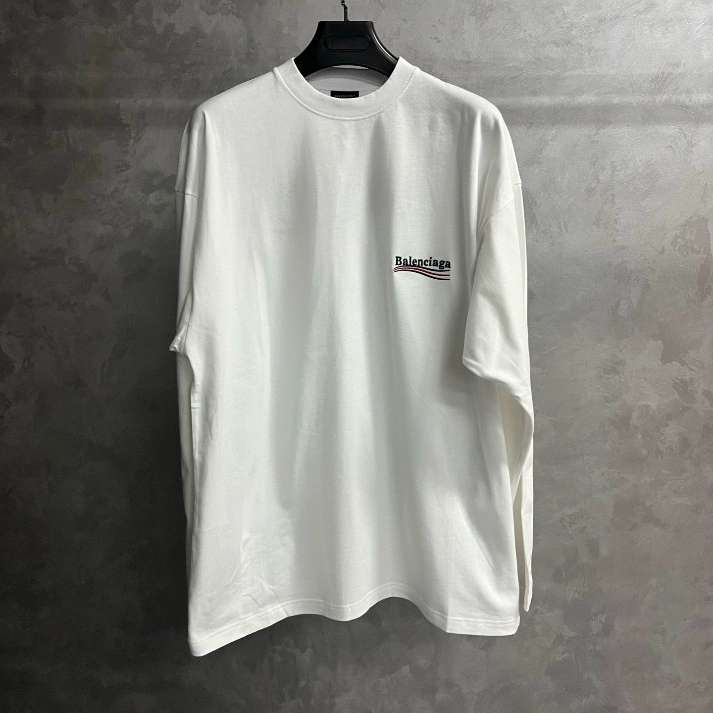 Balenciaga White Logo Embroidered Long Sleeve T-shirt - dmc