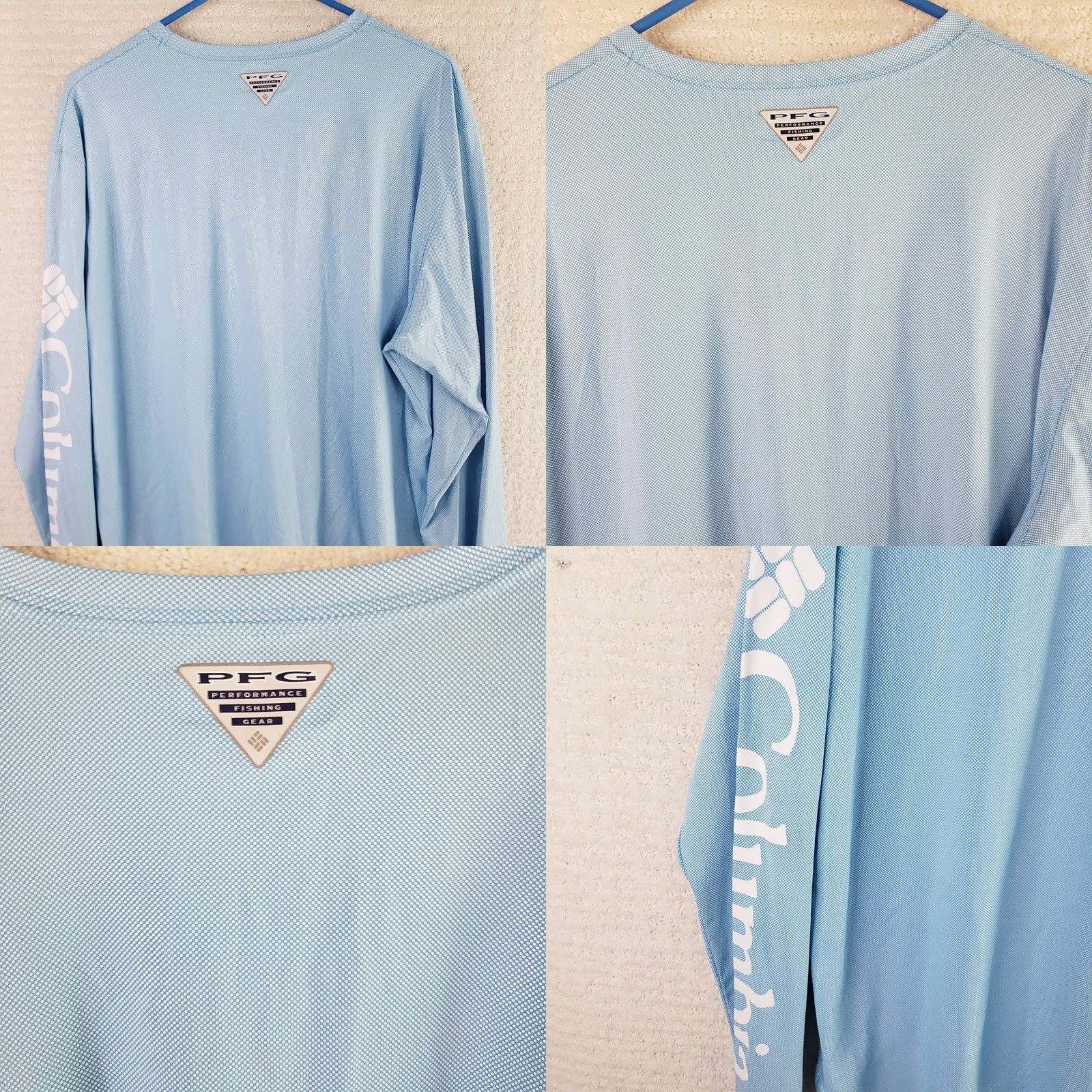Vintage Columbia PFG Omni-Shade Shirt Mens XL Blue Pebbled Short Sleeve Crew Neck Graphic Geometric Outdoors 90s Retro Size US XL / EU 56 / 4 - 8 Thumbnail