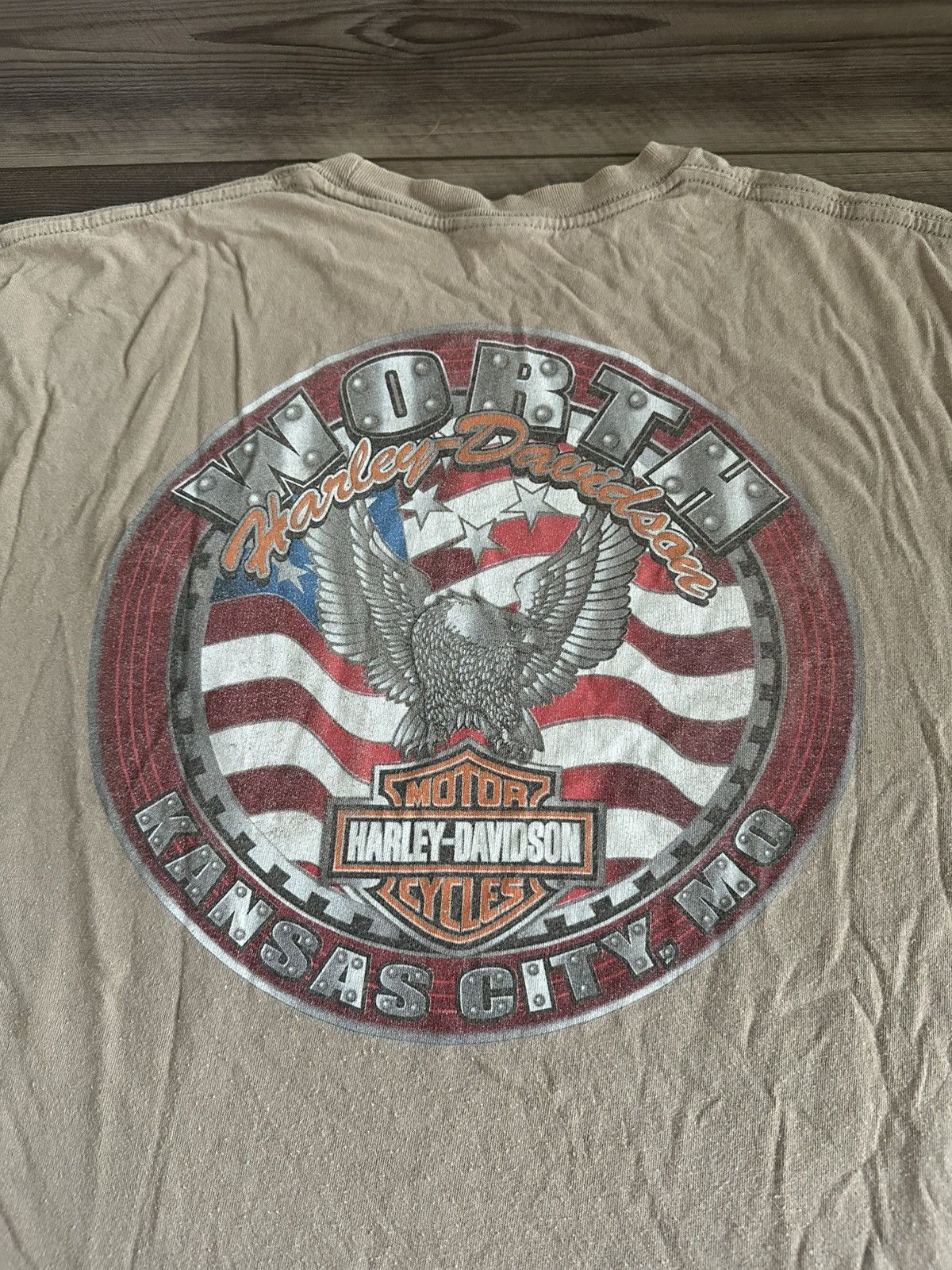 Harley Davidson × Vintage Vintage Y2K Harley-Davidson Worth Kansas City, Mo Eagle Tee Size US L / EU 52-54 / 3 - 3 Thumbnail