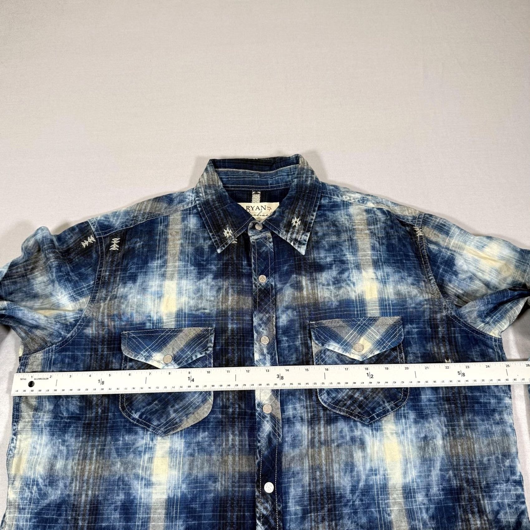 Vintage Ryan Michael Shirt Mens L Blue Plaid Western Pearl Snap Western Cowboy Work Button-Up Size US L / EU 52-54 / 3 - 6 Thumbnail